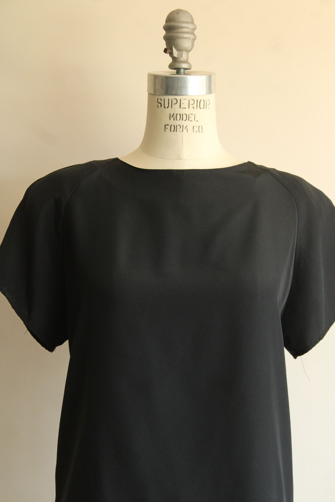 Vintage 1990s  Black Shirt with Keyhole Back and Shoulder Pads