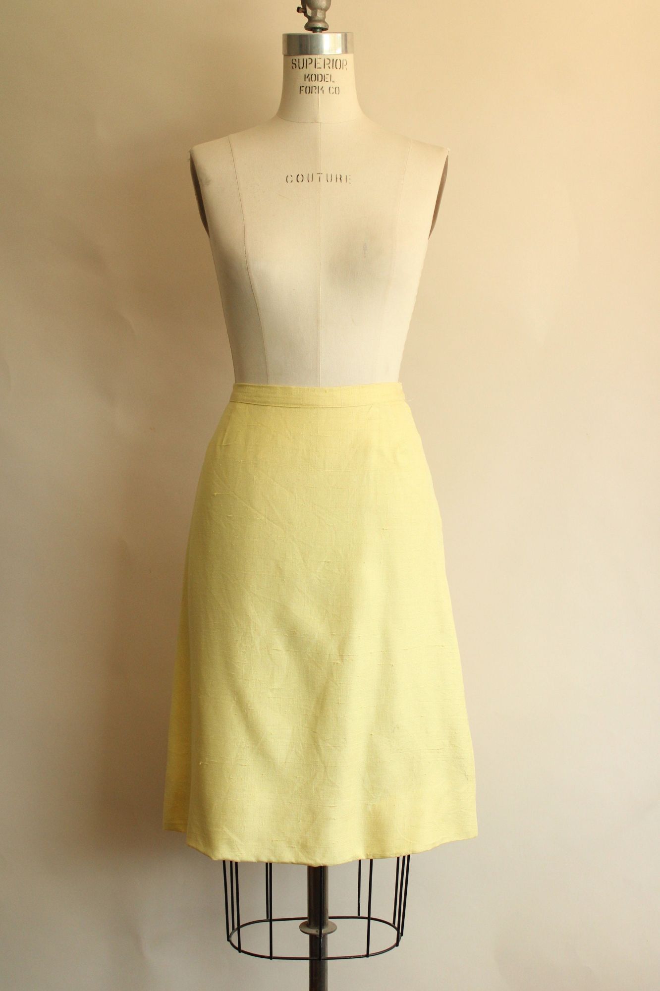 Vintage 1960s Vogue Paris Original Yellow Linen Three Piece Suit