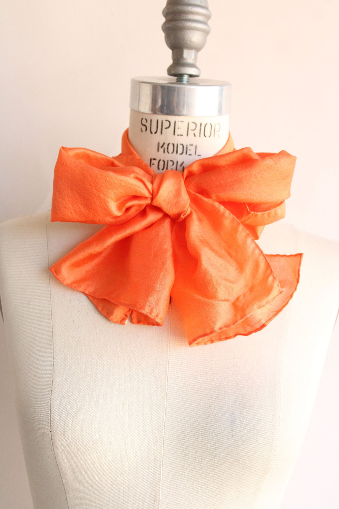 Vintage Orange Silk Charmeuse Rectangular Scarf