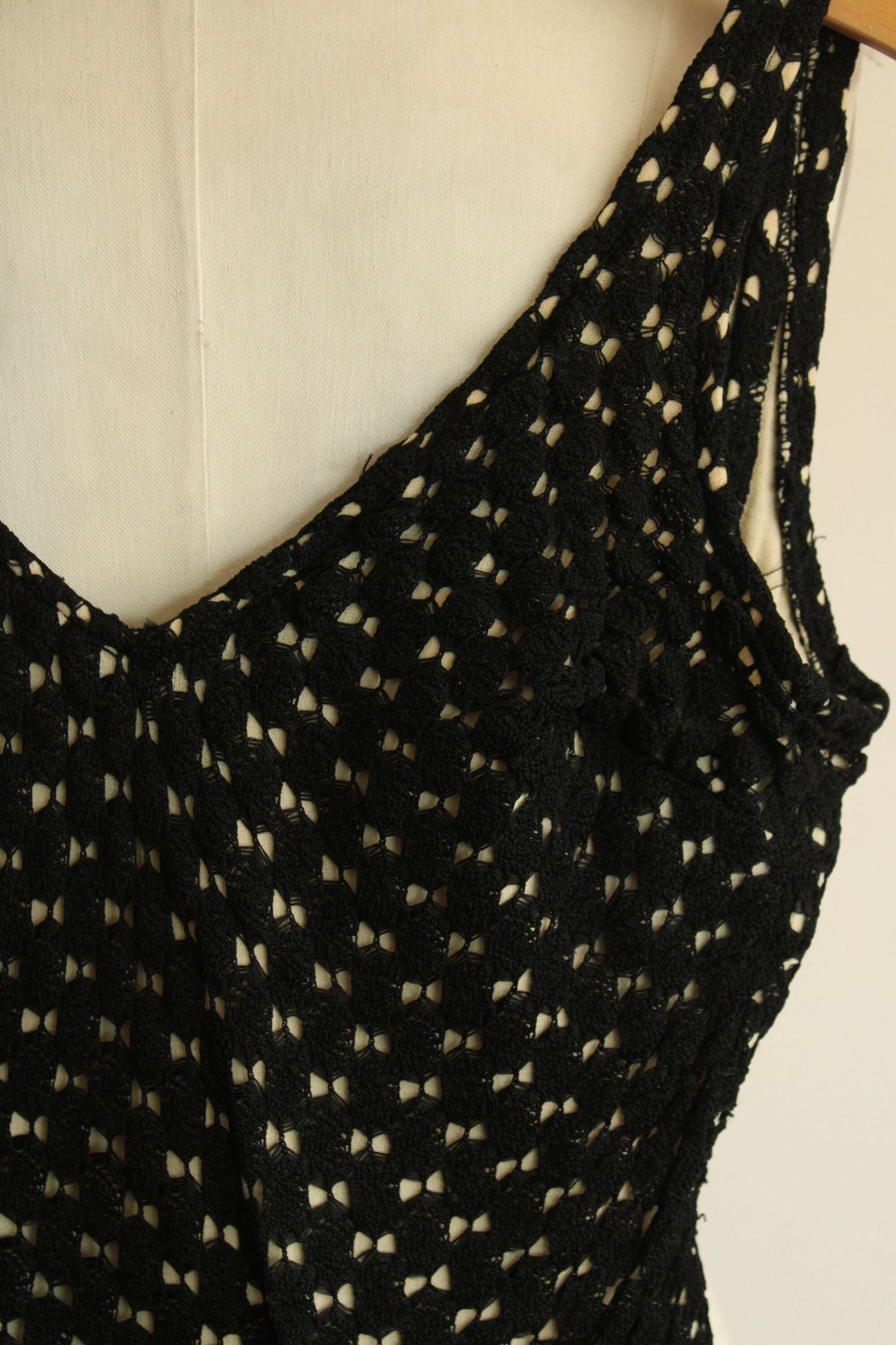 Vintage 1960s Black Crochet Swimsuit