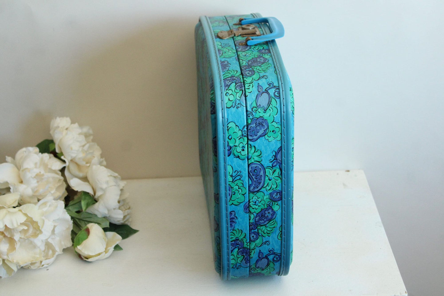 Vintage 1960s Floral Print Hard Side Suitcase