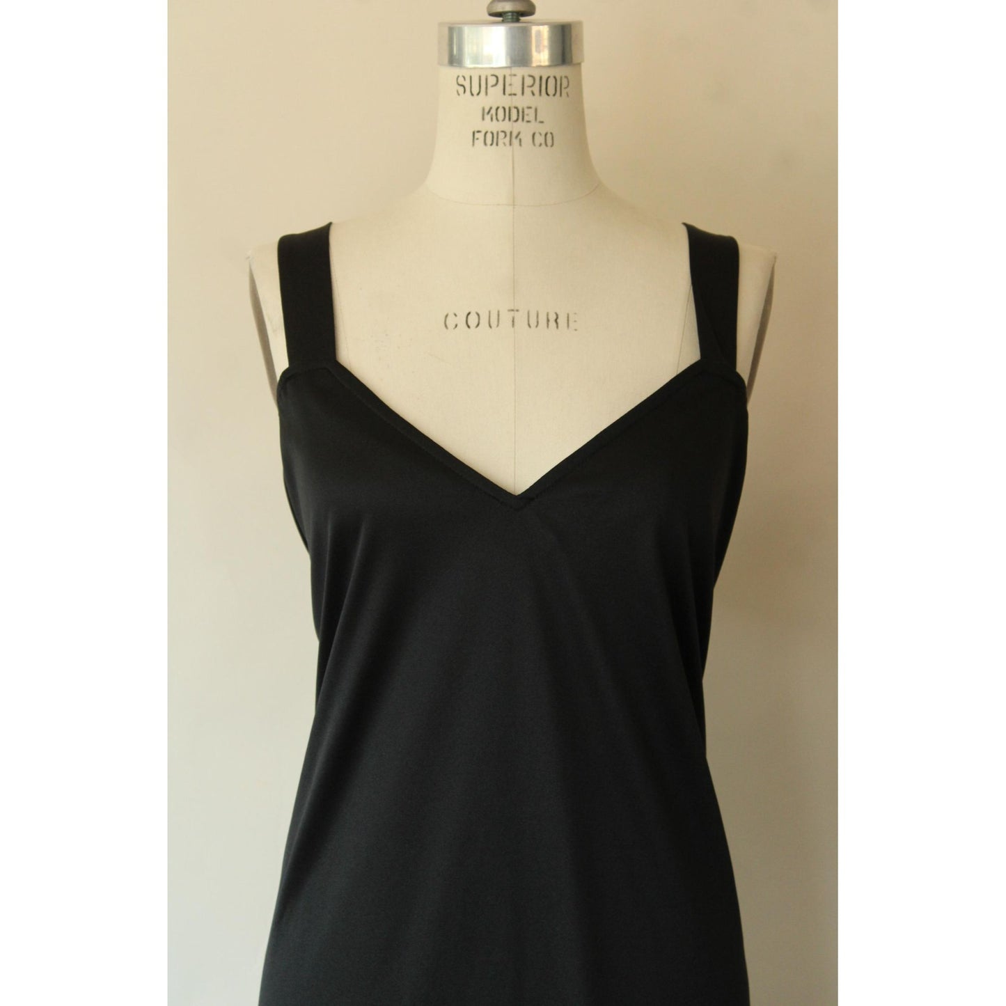 Vintage 1980s Volup Chez California Black Bodycon Slip Dress