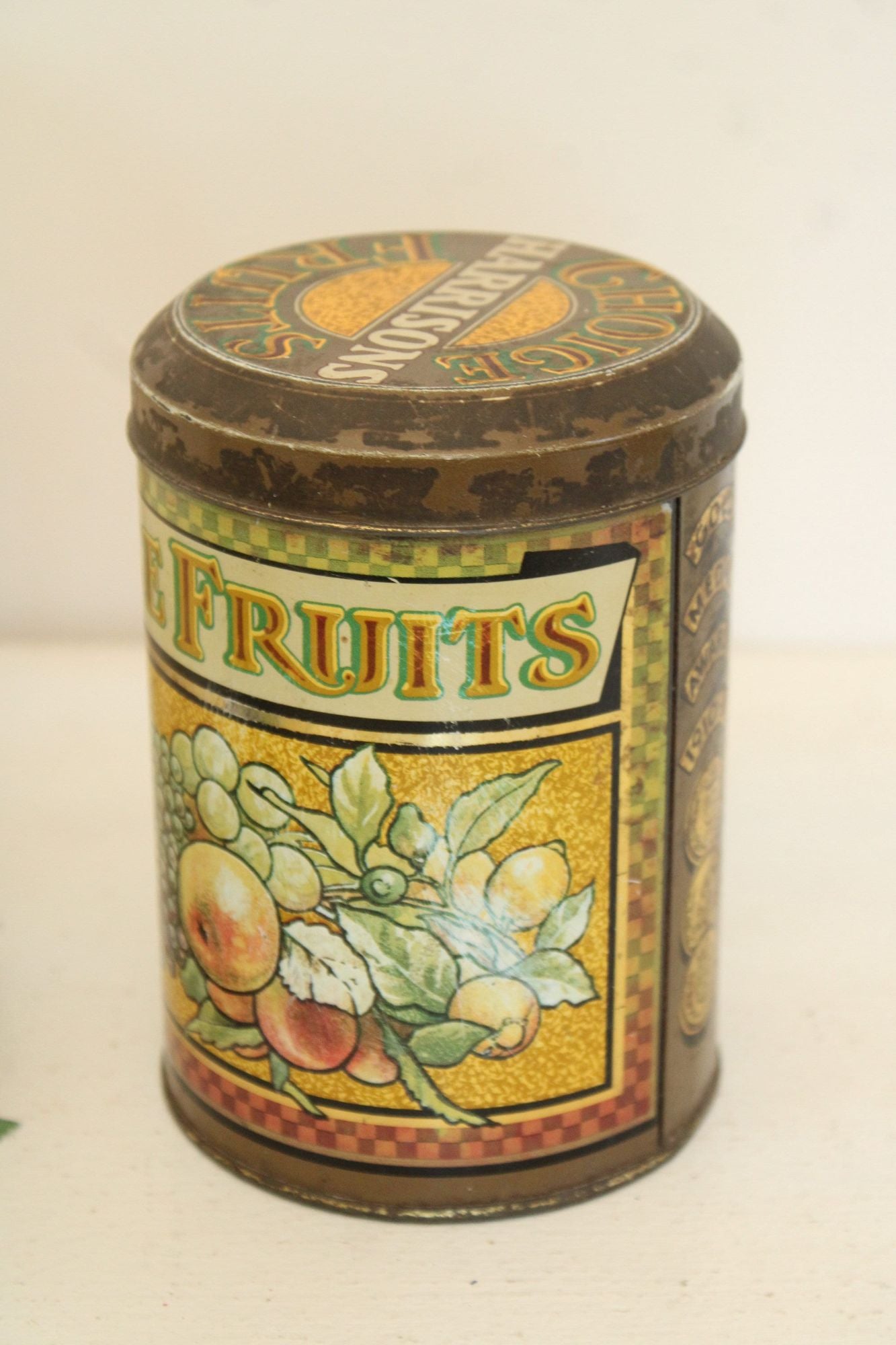 Vintage 1980s Harrisons Choice Fruits Tin