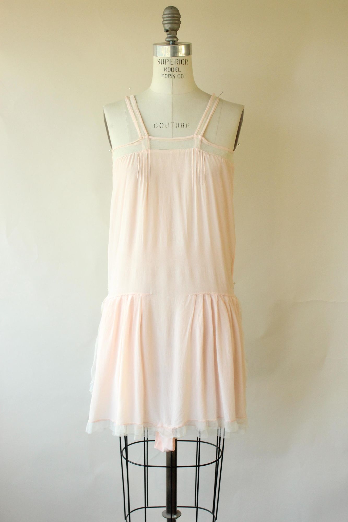 Vintage 1920s Pink Silk Step In Slip Camisole