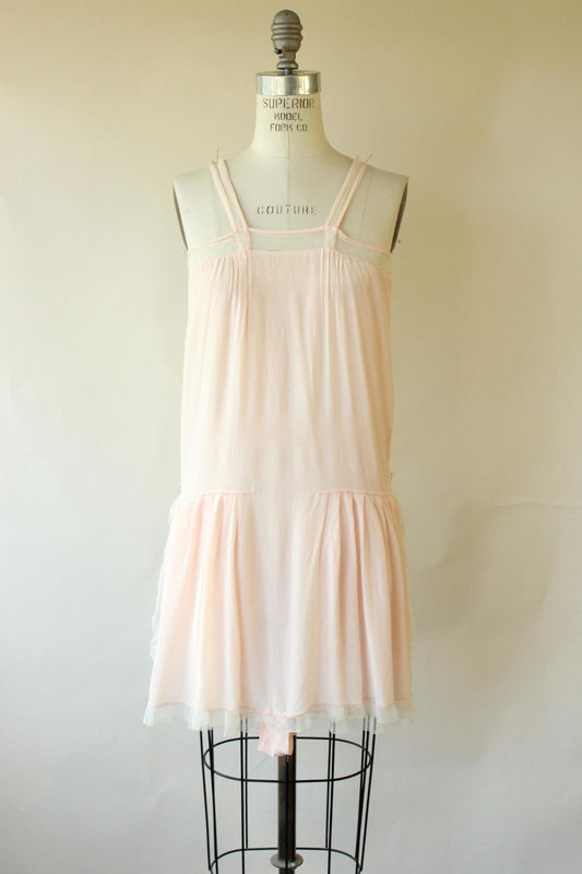 Vintage 1920s Pink Silk Step In Slip Camisole