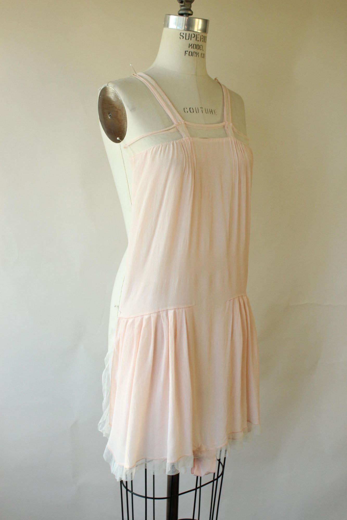 Vintage 1920s Pink Silk Step In Slip Camisole