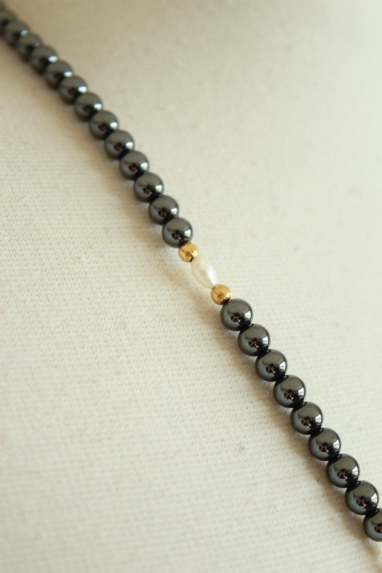 Vintage Black Faux and Freshwater Pearls Necklace