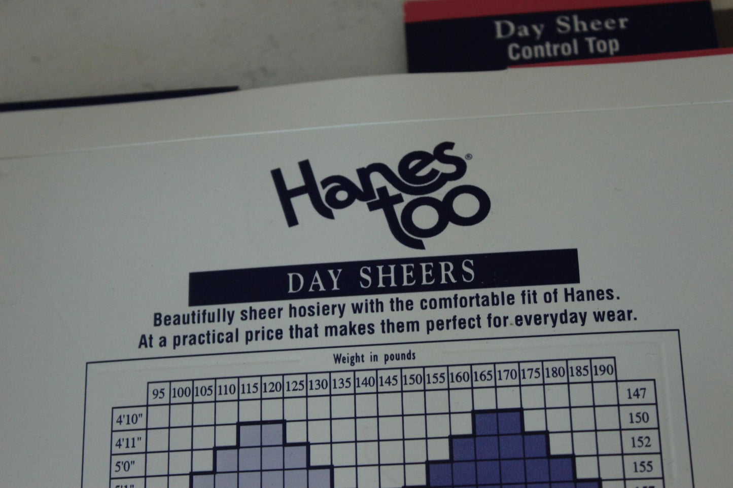 Vintage 1980s 1990s New Hanes Too Control Top Day Sheer Pantyhose