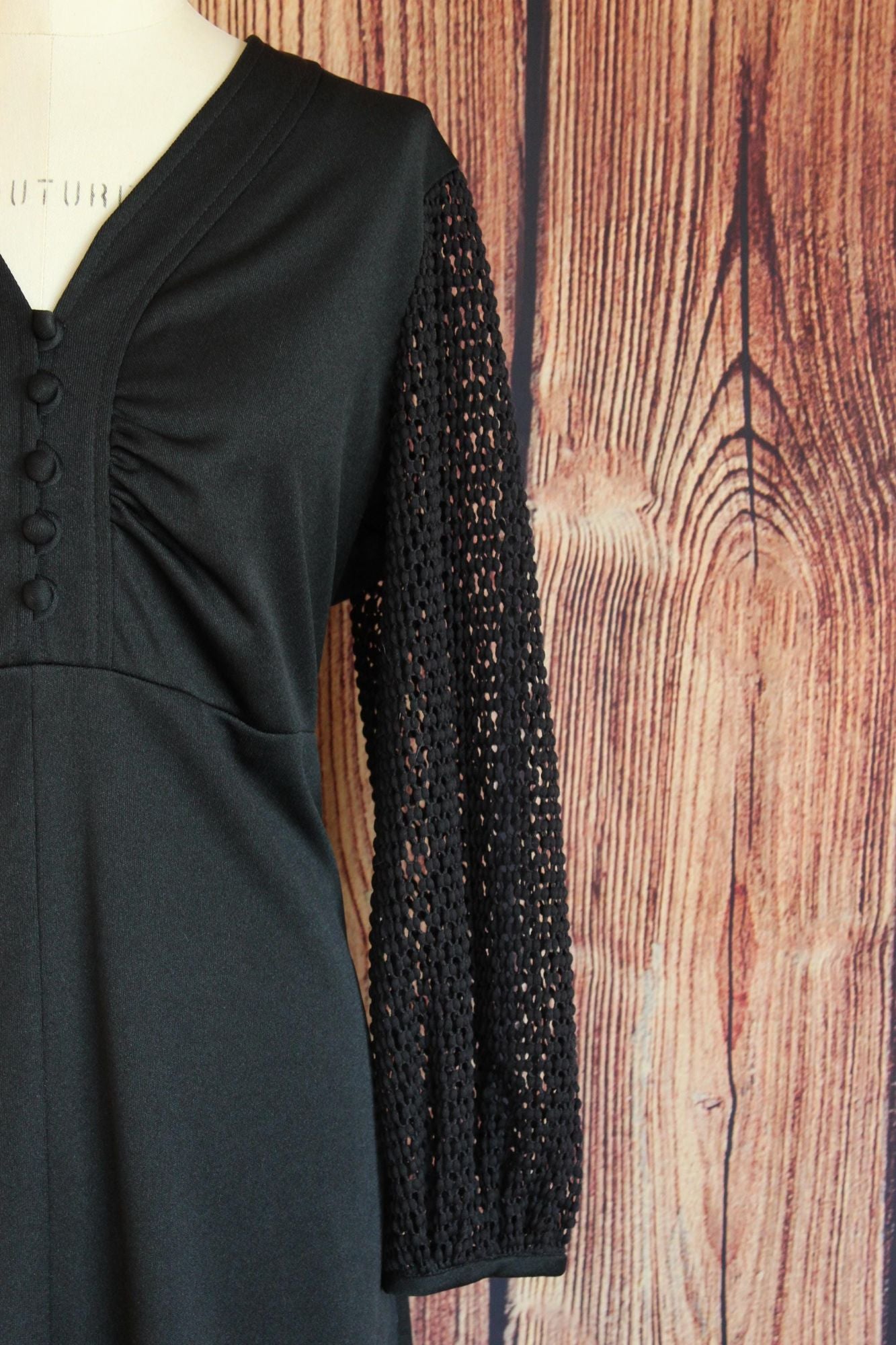 Vintage 1960s 1970s Volup Trends by Jerrie Lurie Black Minidress