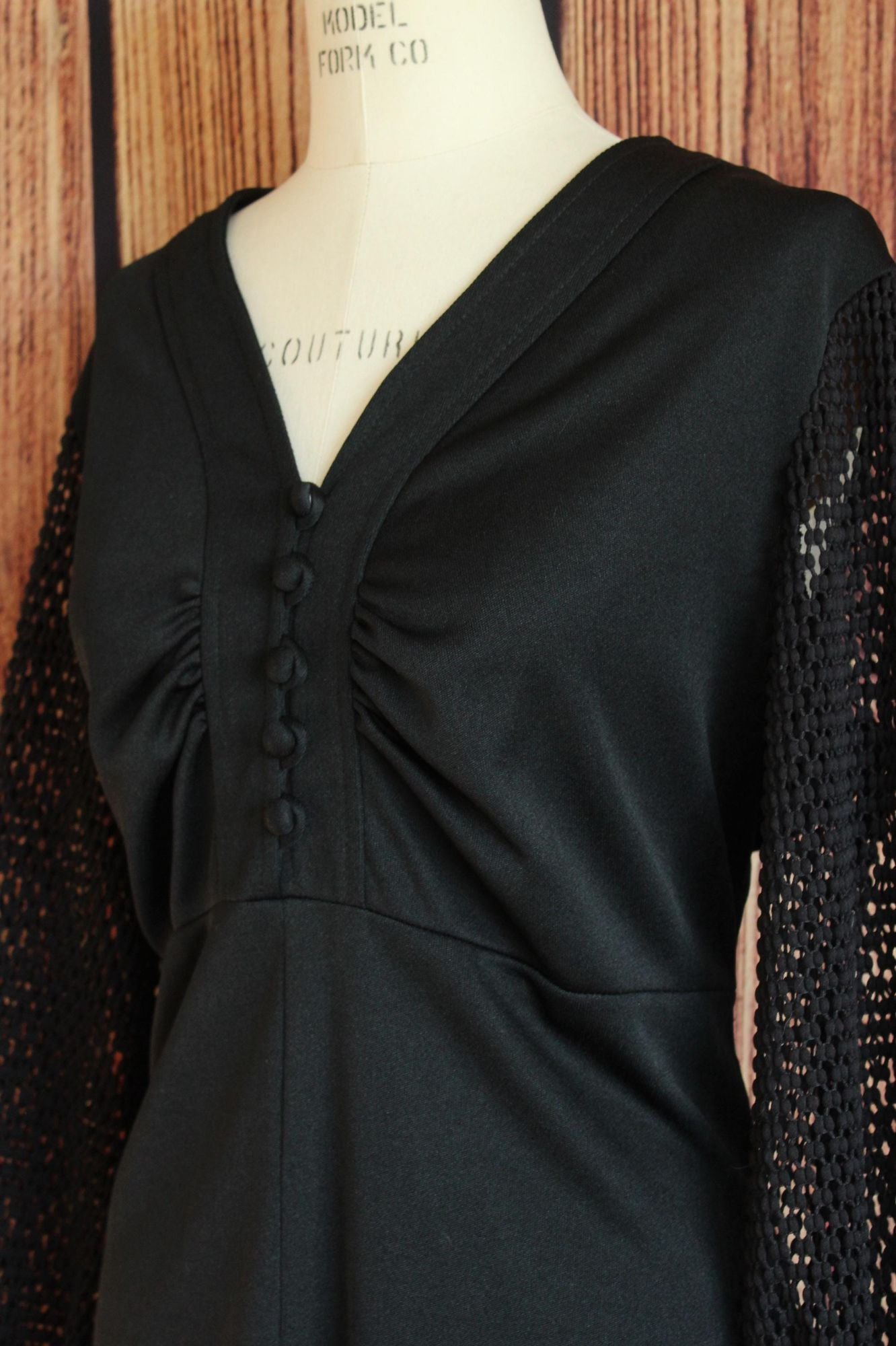 Vintage 1960s 1970s Volup Trends by Jerrie Lurie Black Minidress