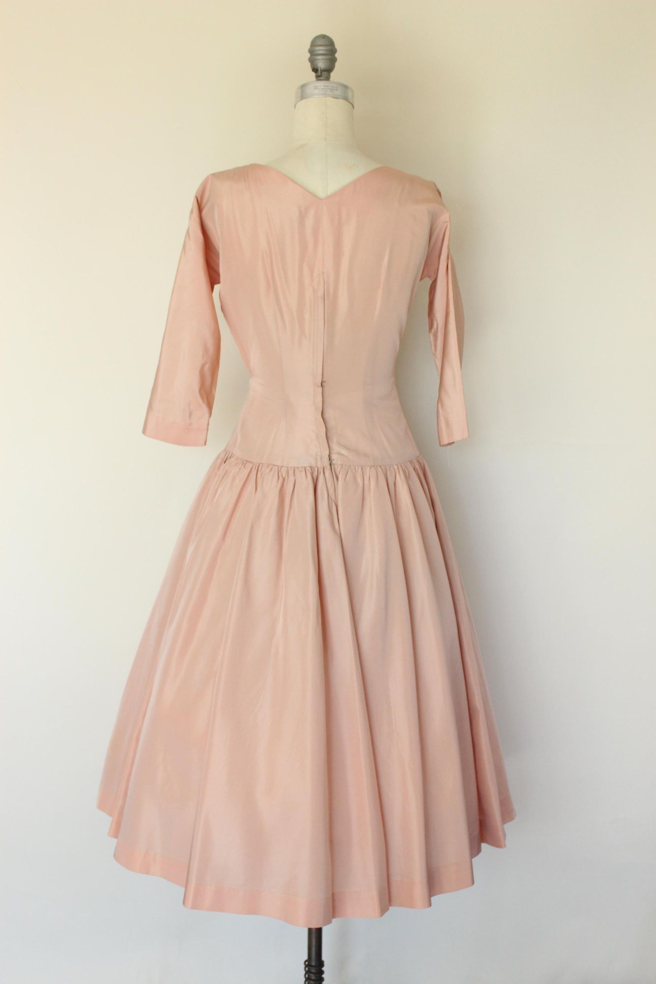 Vintage 1950s Daryl Pink Taffeta Fit and Flare Dress