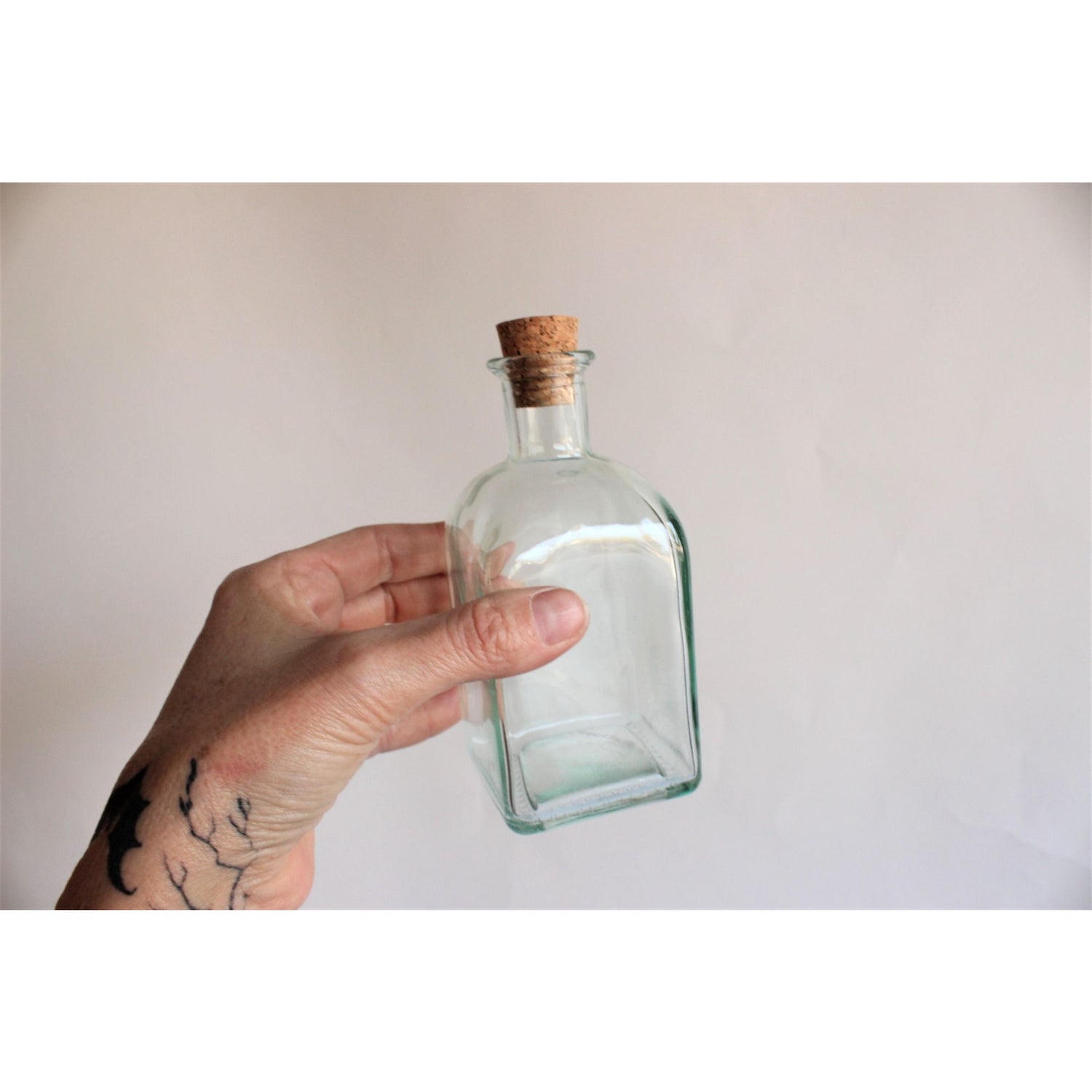8 oz Green Recycled Boston Glass Bottle with Cork Stopper