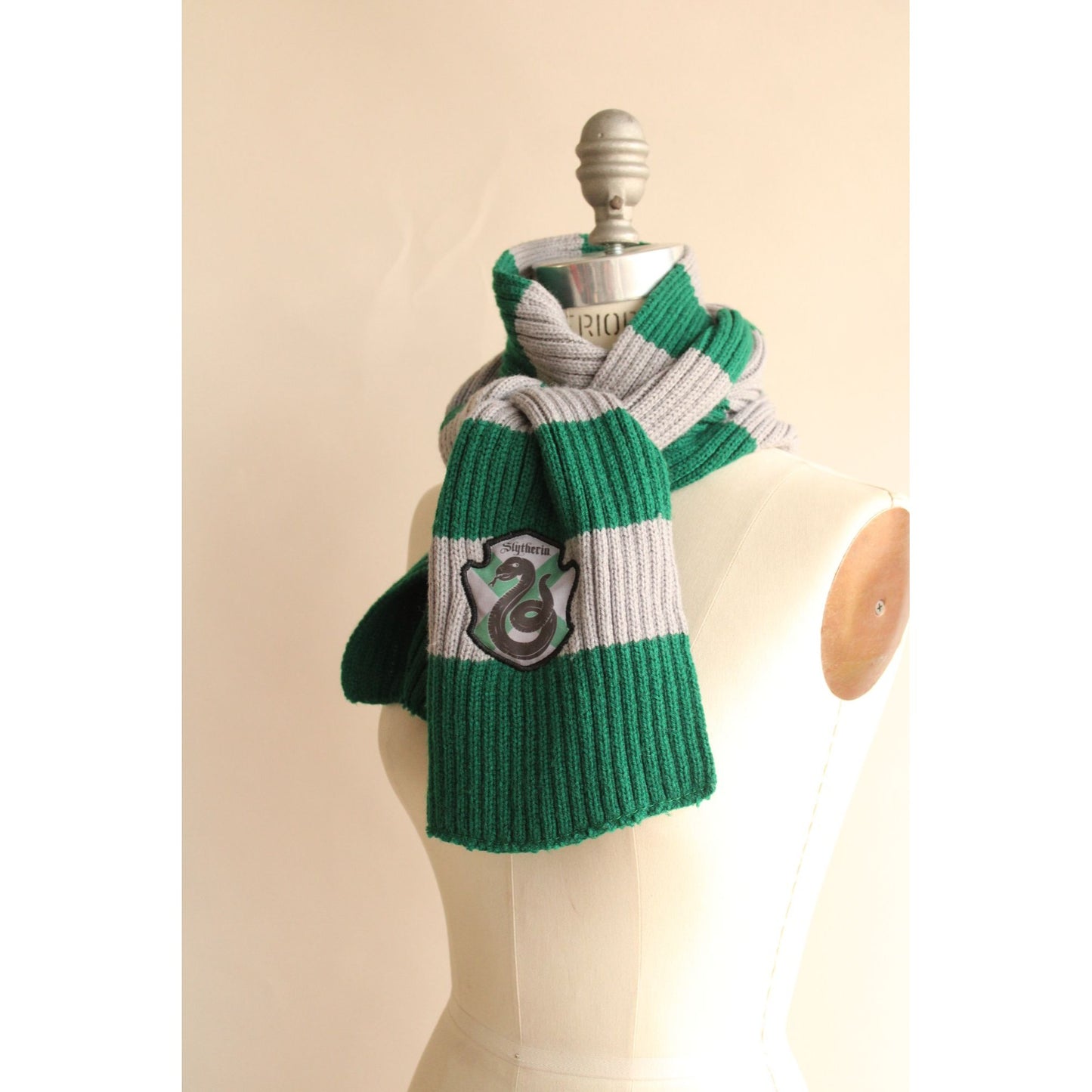 Harry Potter Slytherin Scarf, Unisex, Knit, Green and Gray