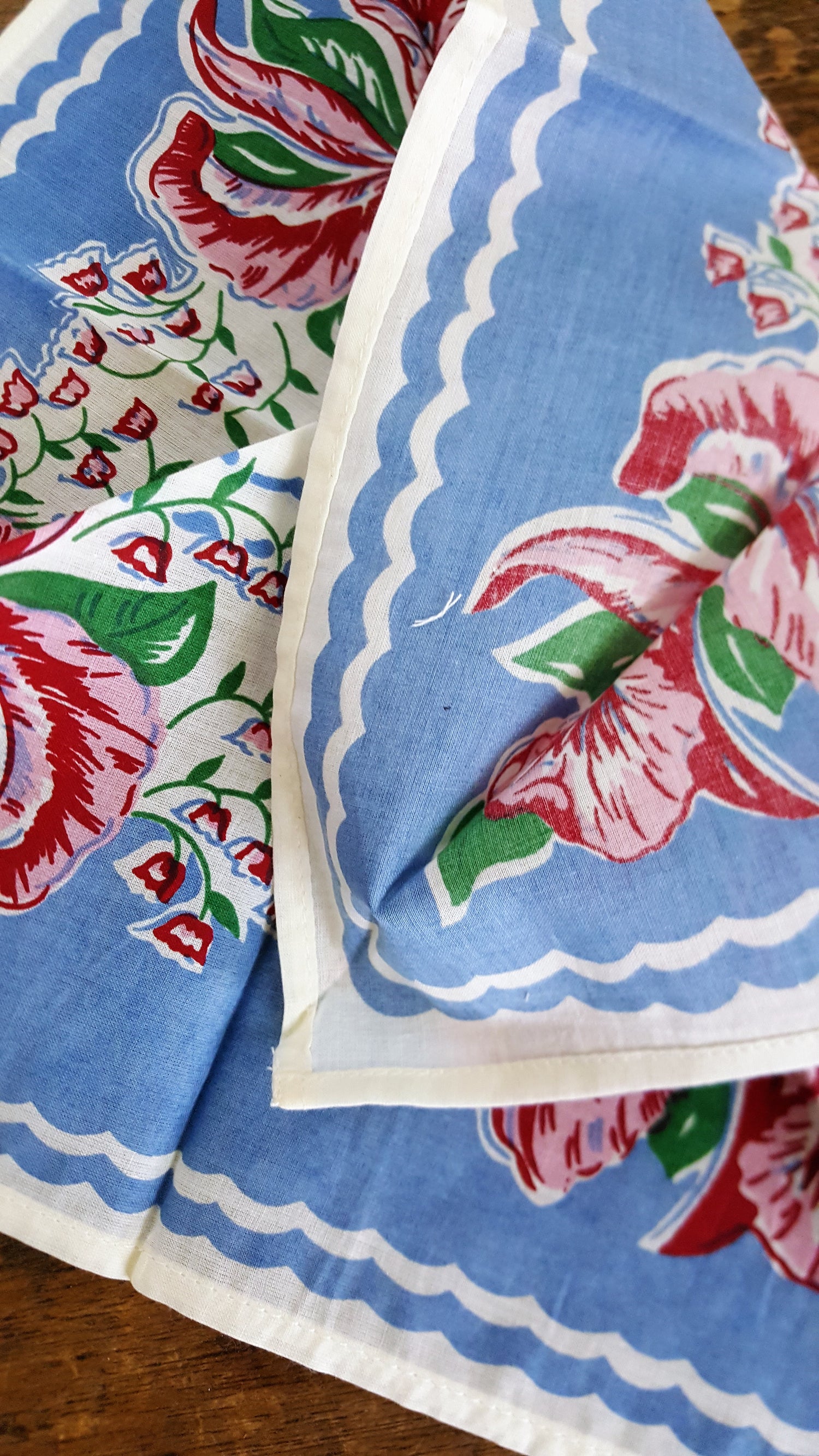 Vintage Cotton Handkerchief Floral Print 