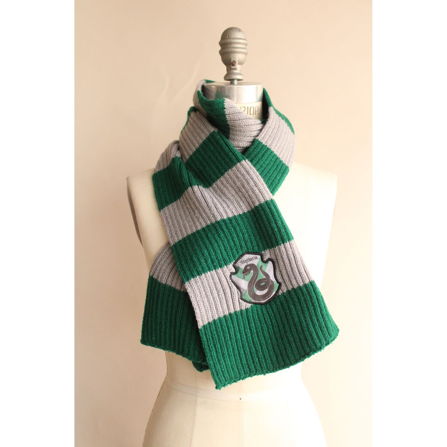 Harry Potter Slytherin Scarf, Unisex, Knit, Green and Gray