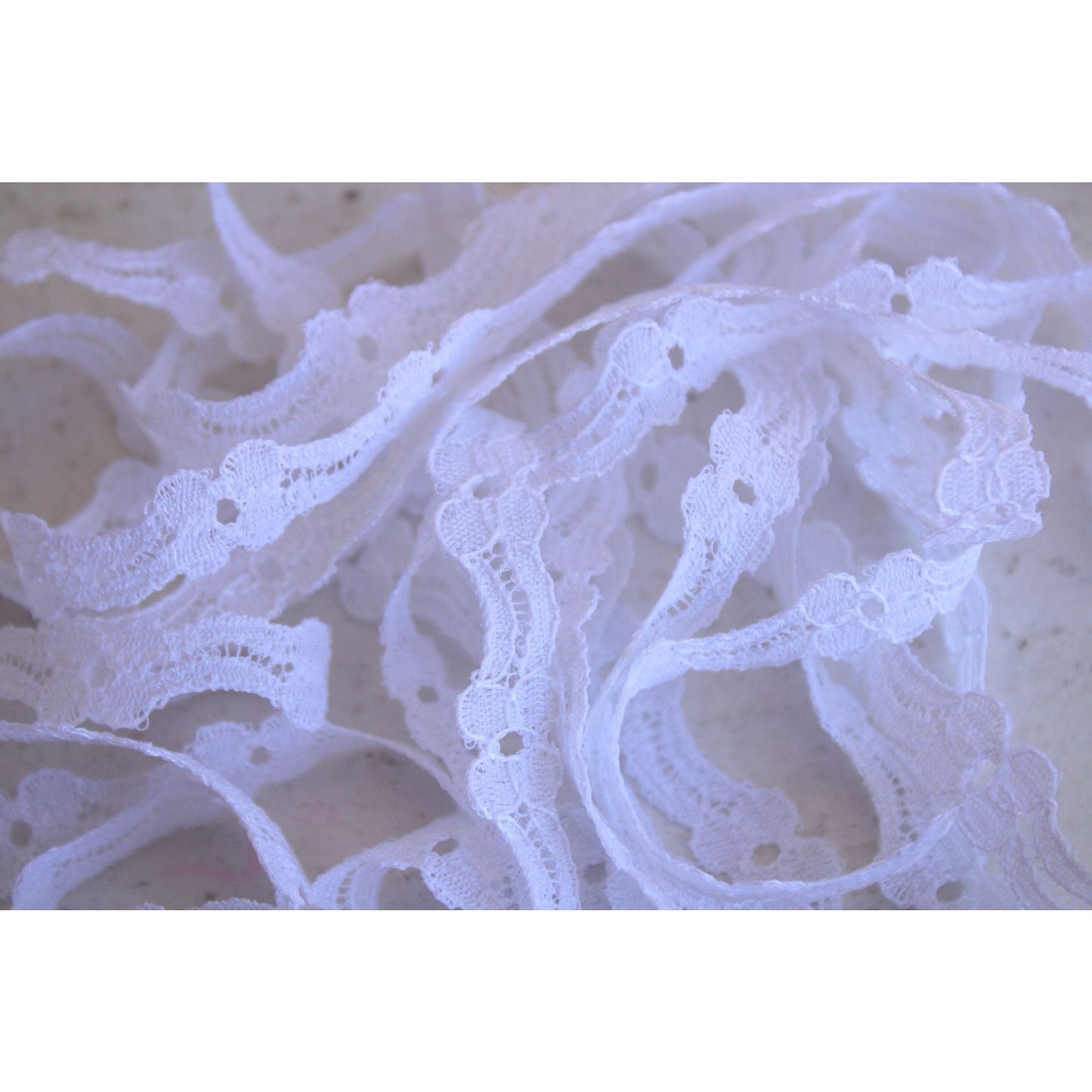 Vintage White Lace Floral Trim 7/16" Wide, 4 Yards