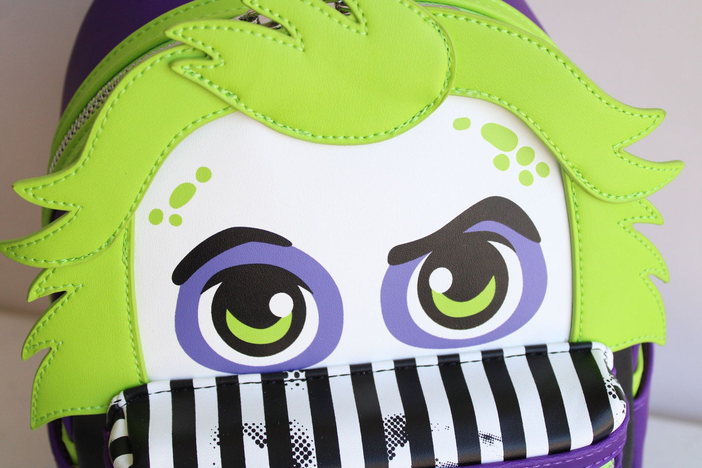 Loungefly Beetlejuice Backpack, New With Tags, Green and Purple, Pockets