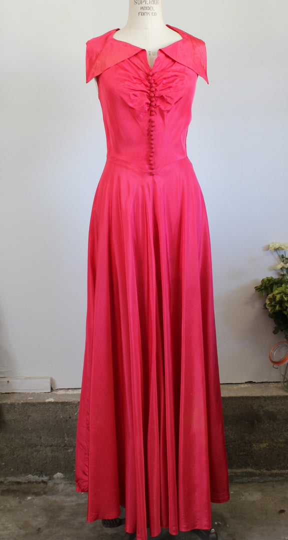 Vintage 1940s New Look Pink Taffeta Gown – Toadstool Farm Vintage