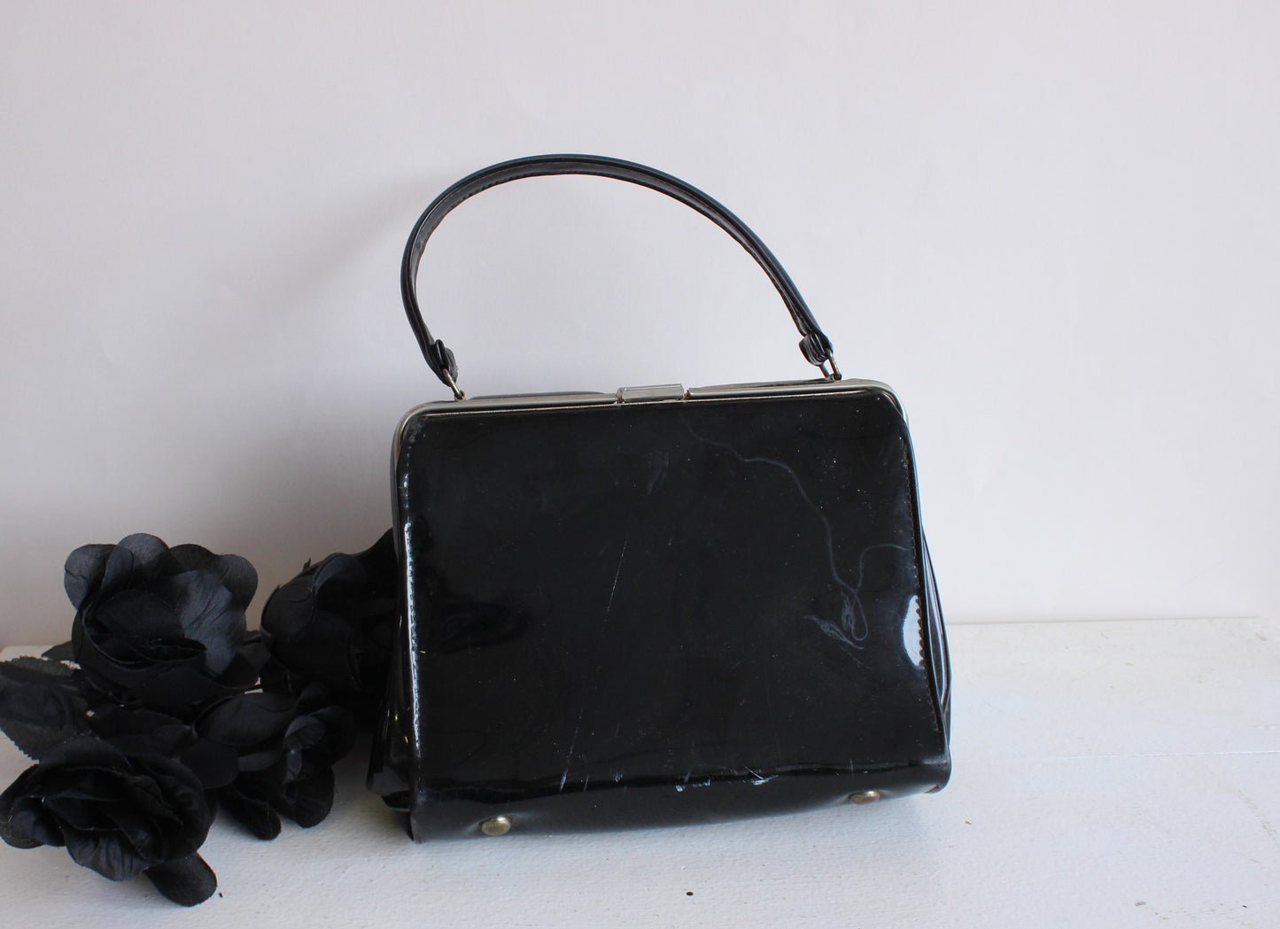 Public Desire Black Patent Diamanté Bow Clutch Bag | New Look