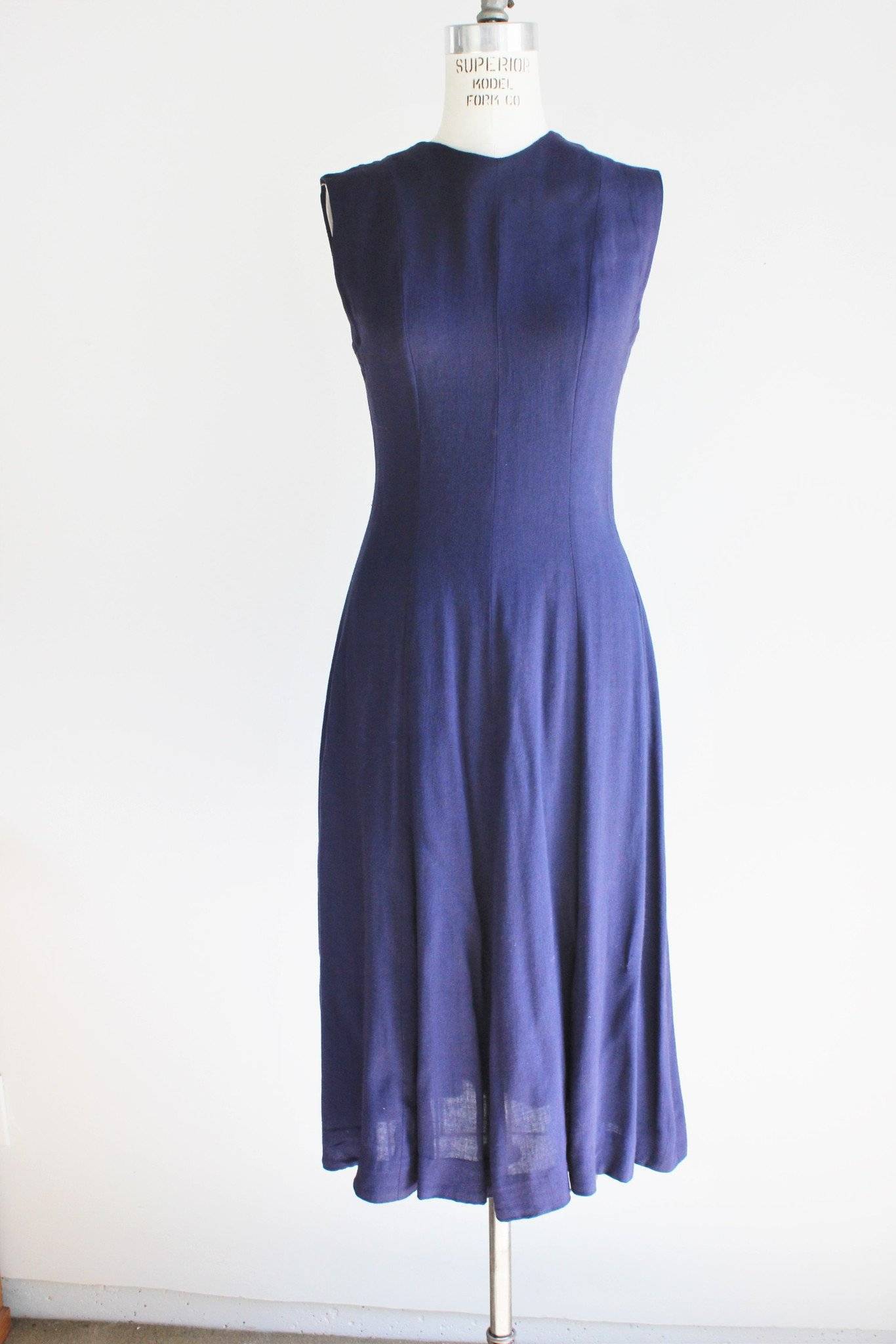 Vintage 1950s Navy Blue Sleeveless Summer Dress – Toadstool Farm Vintage