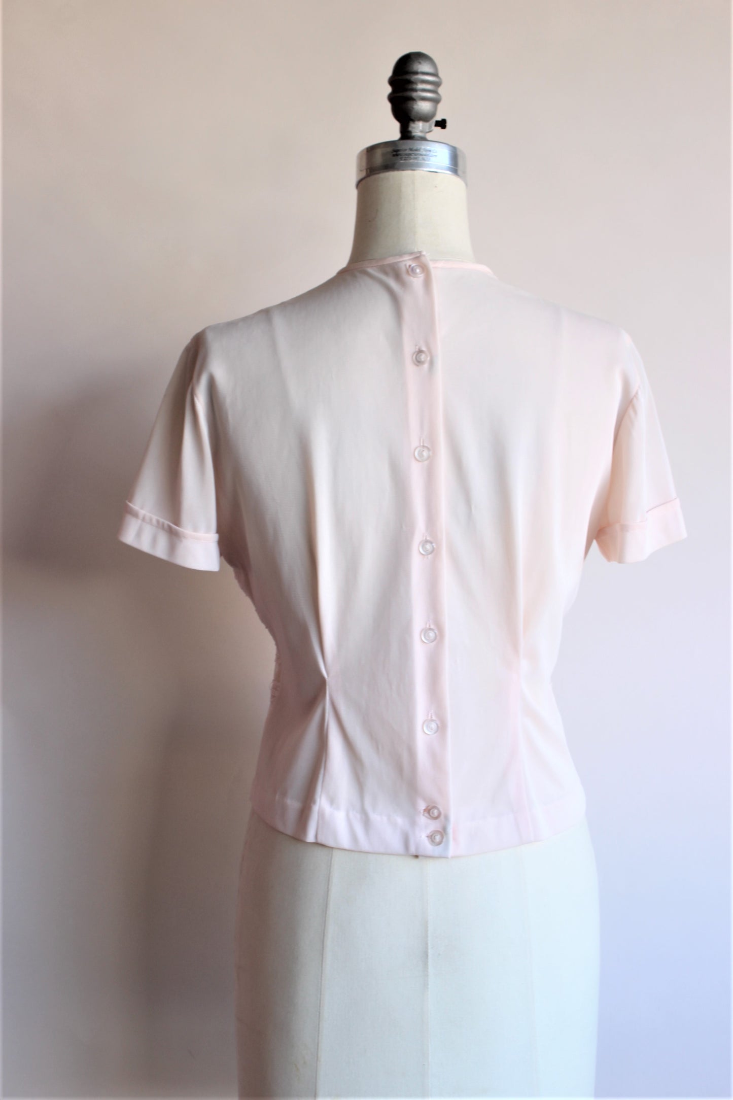 Vintage 1950s Ruffled Blouse In Pink