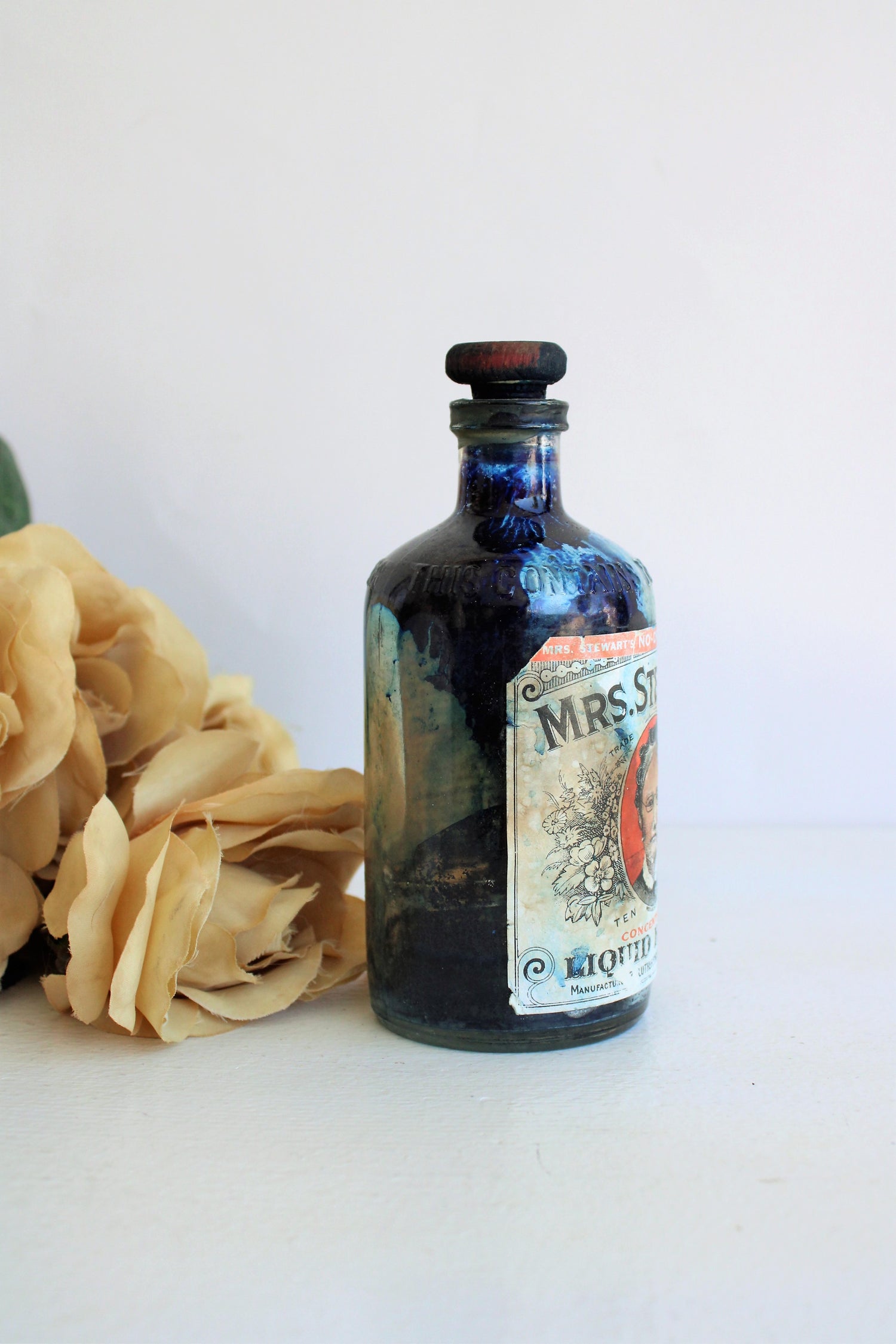 Mrs Stewart's Liquid Bluing Bottle from the 1930's