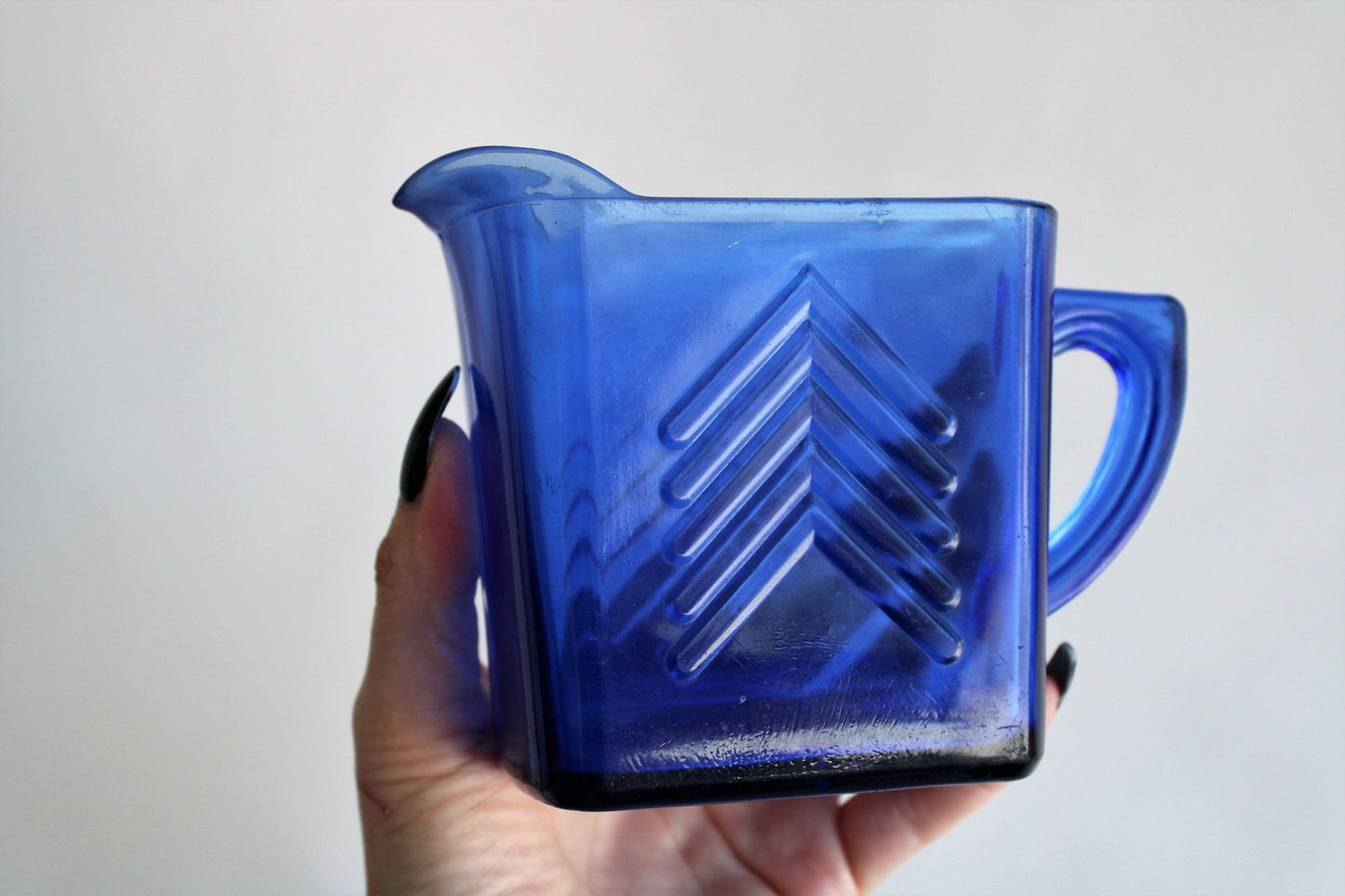 Vintage 1930s Cobalt Blue Depression Glass Creamer Pitcher