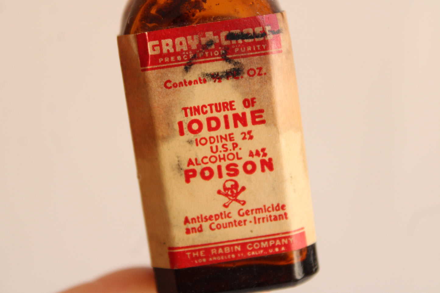 Vintage 1930s 1940s Iodine Poison Bottle