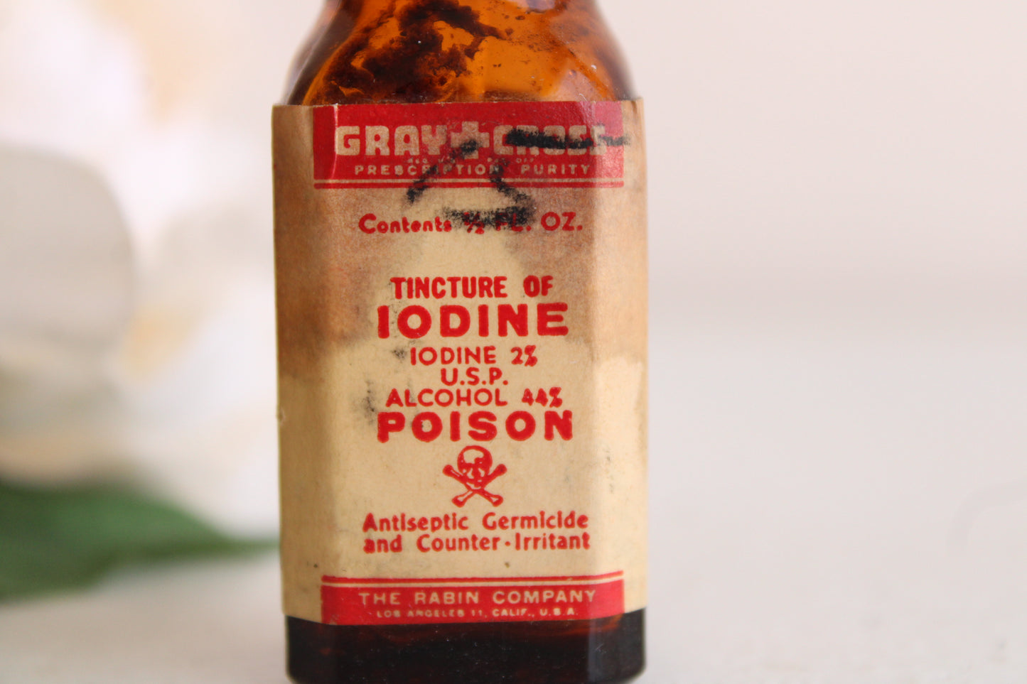 Vintage 1930s 1940s Iodine Poison Bottle