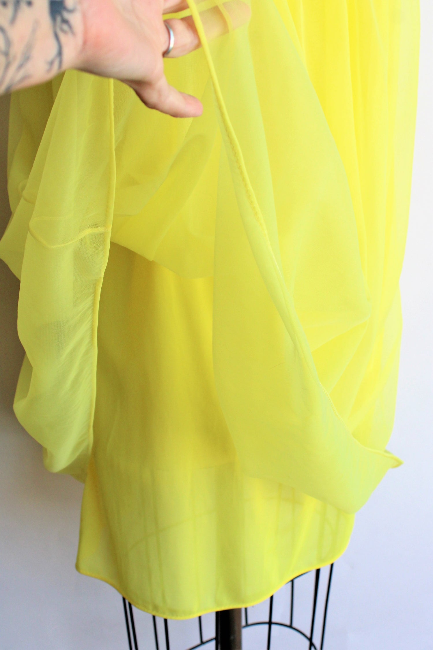 Vintage 1960s Bright Yellow Nylon Nightgown