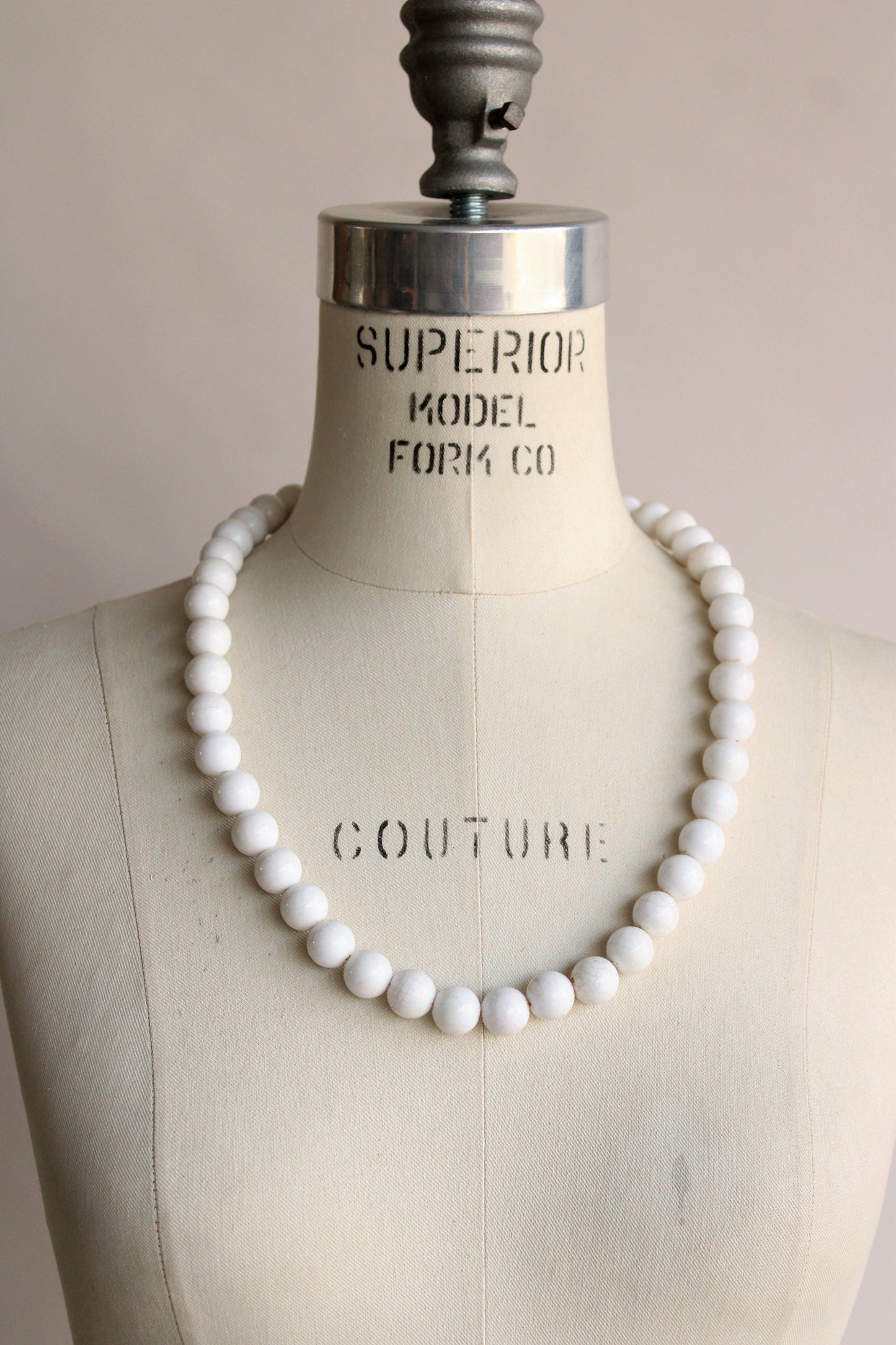 Vintage 1960s White Bead Necklace