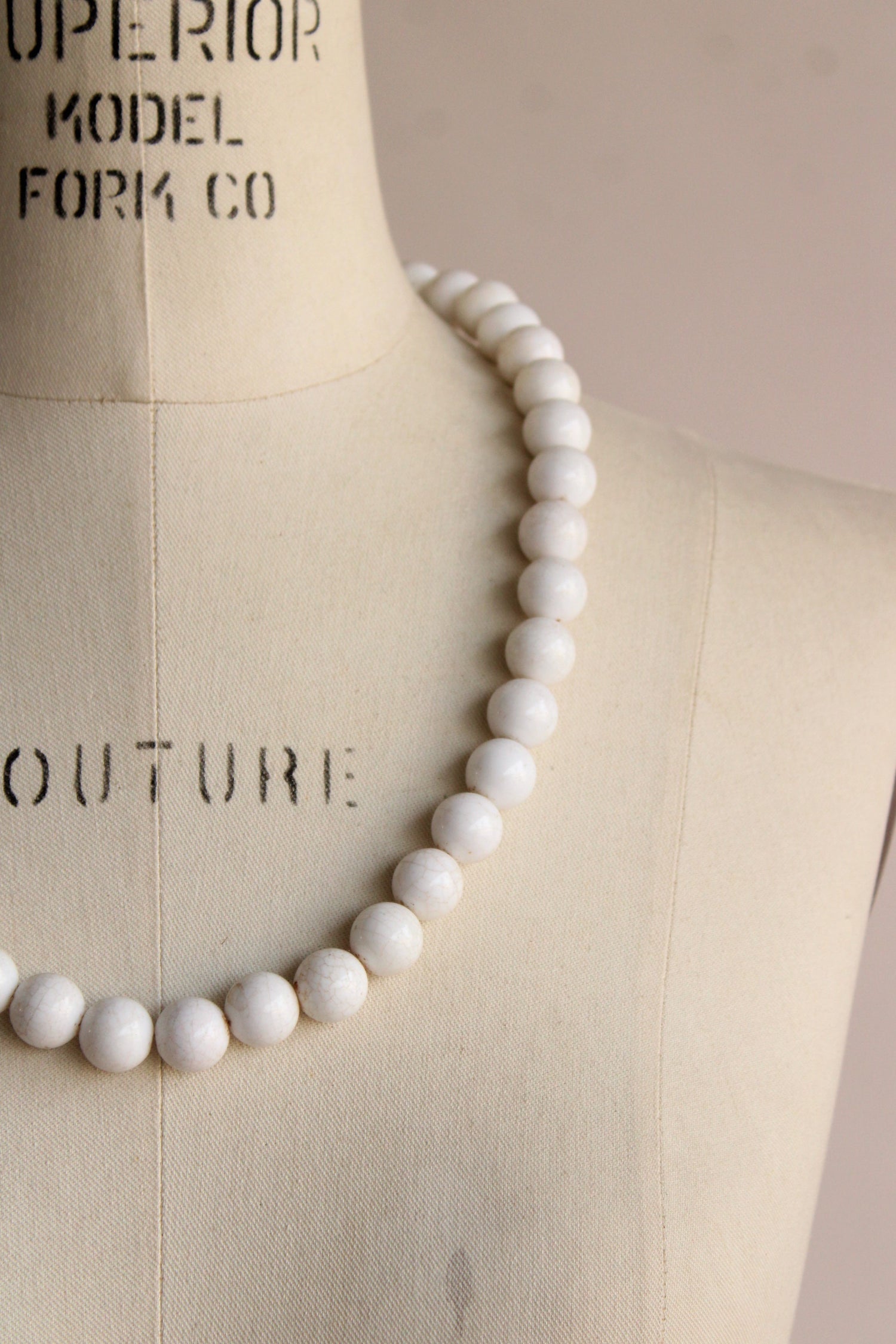 Vintage 1960s White Bead Necklace