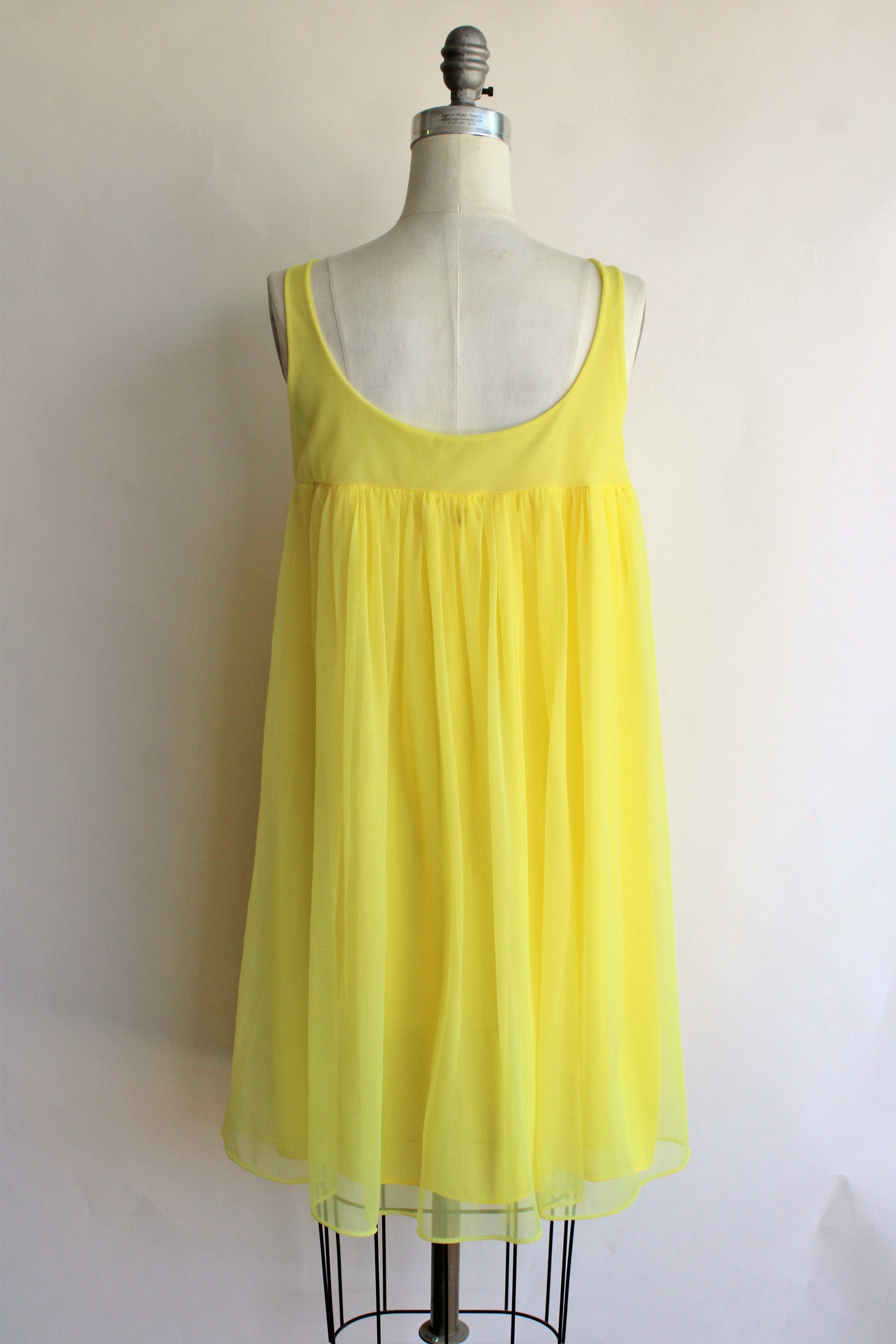 Vintage 1960s Bright Yellow Nylon Nightgown