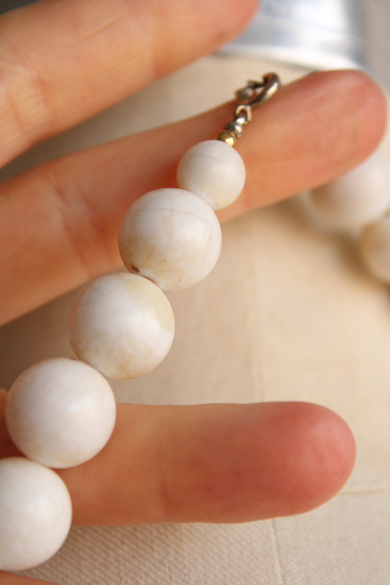 Vintage 1960s White Bead Necklace