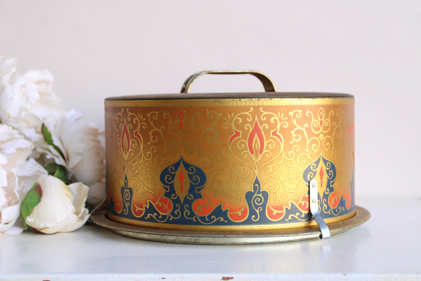 Vintage 1930s Tole Painted Cake Tin