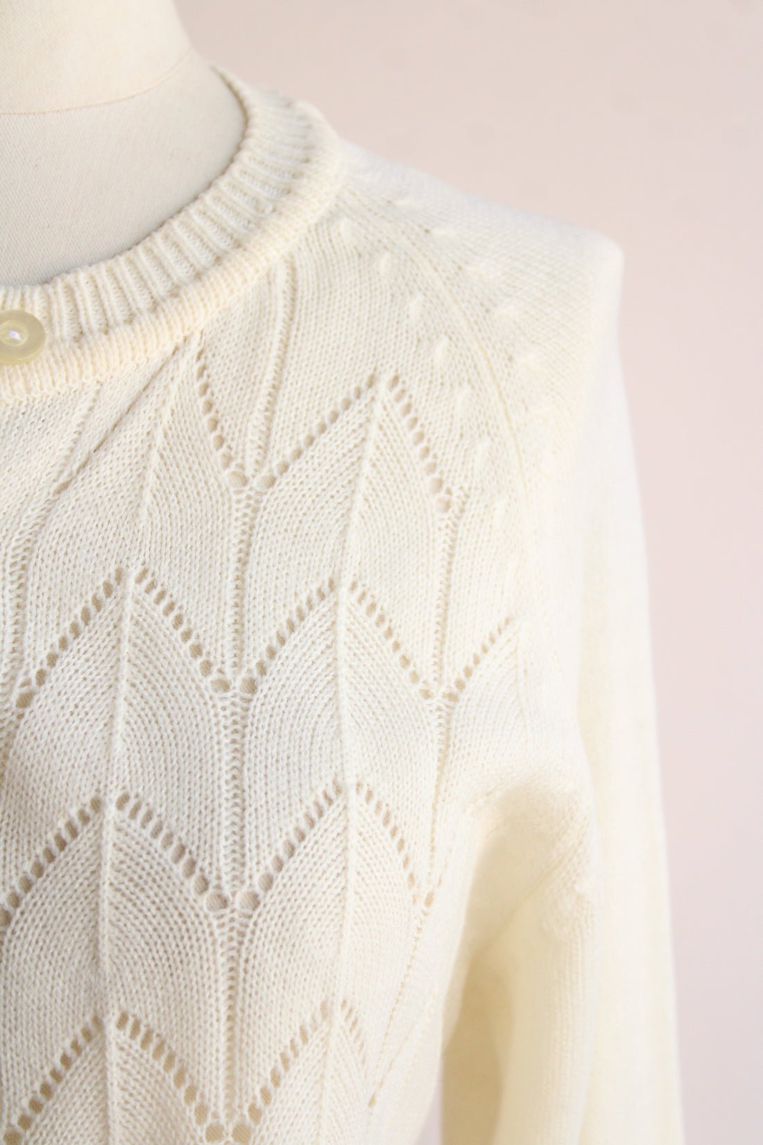 Vintage 1980s Pointelle Knit Sweater in Winter White – Toadstool Farm ...