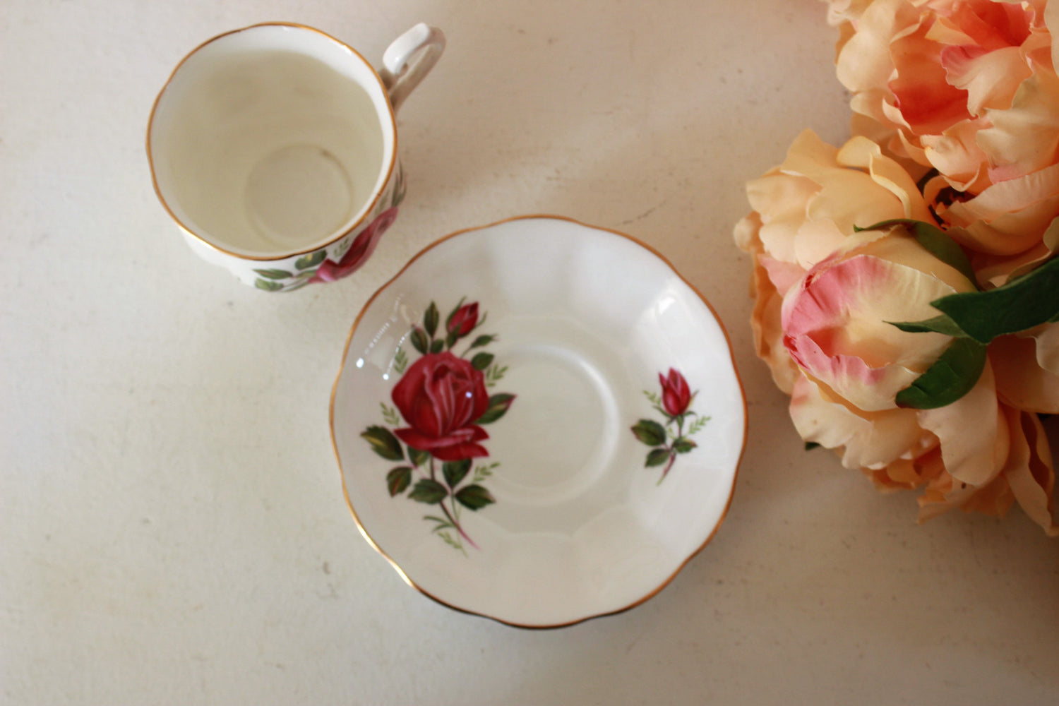 Vintage Royal Albert China Tea Cup and Saucer with Pink Roses