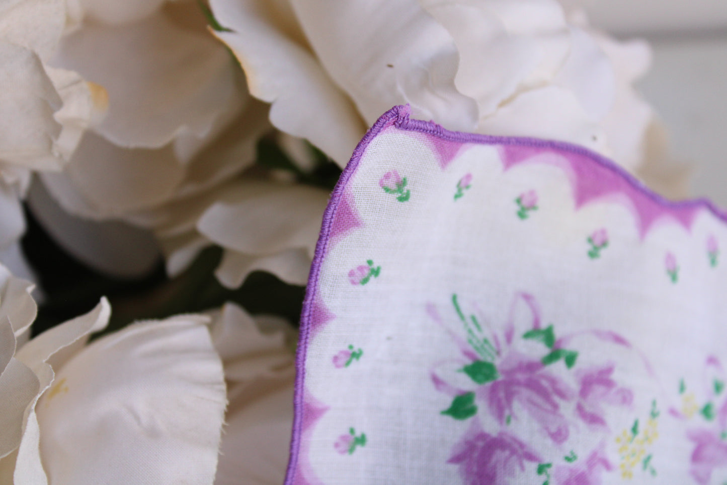 Vintage Purple Roses Handkerchief