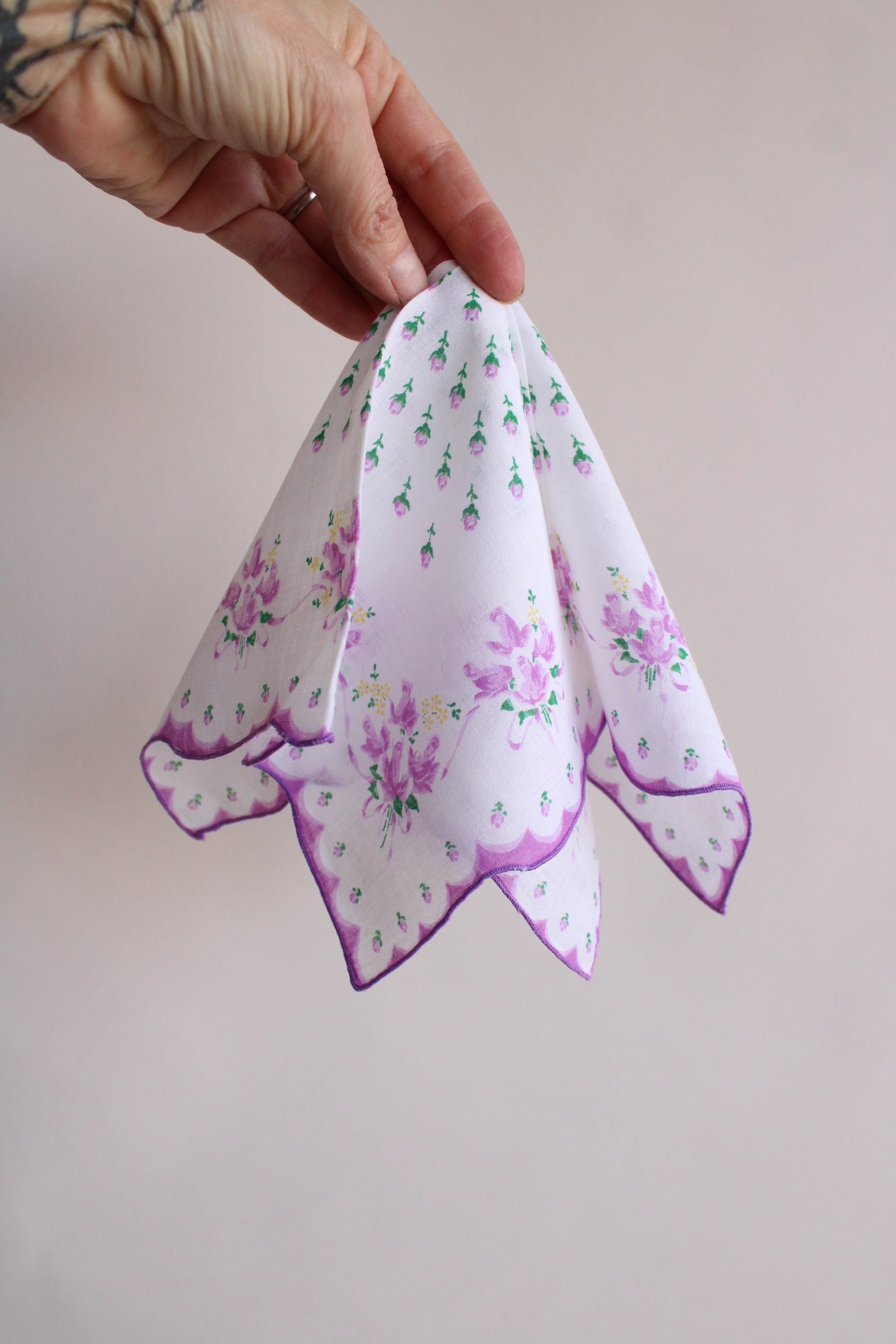 Vintage Purple Roses Handkerchief