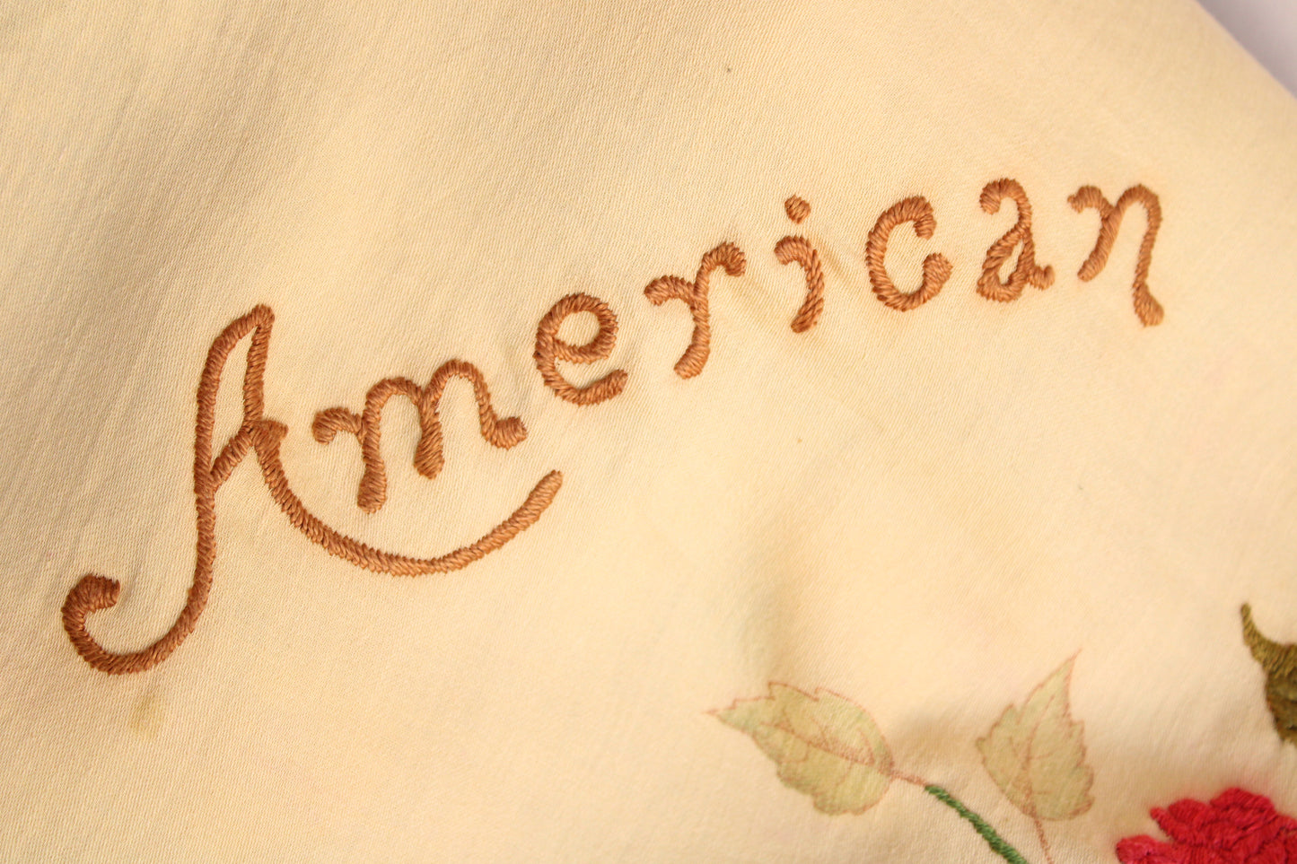 Vintage American Beauty Rose Embroidery Sampler