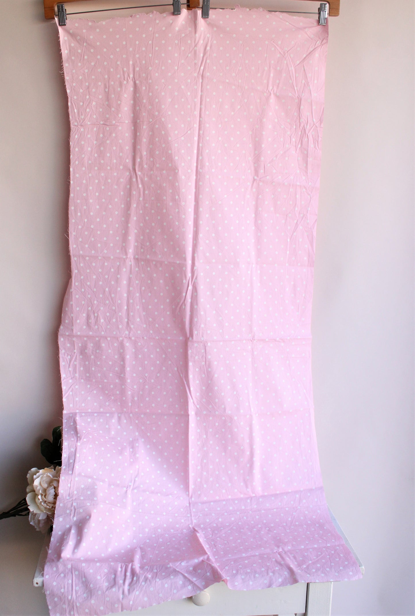 Vintage Pink and White Cotton Fabric