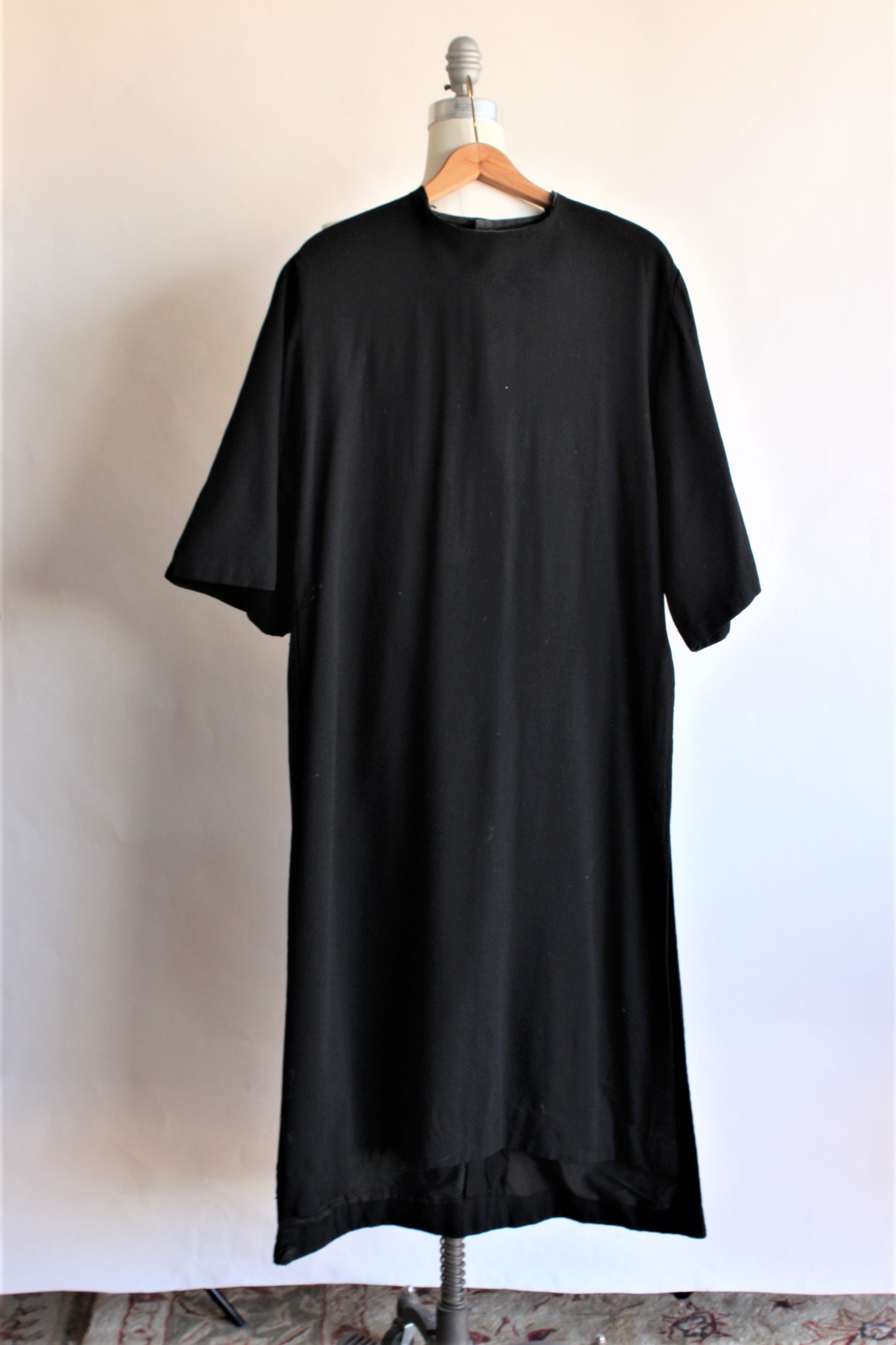 Vintage 1940s Long Black Wool Tunic, Movie Costume