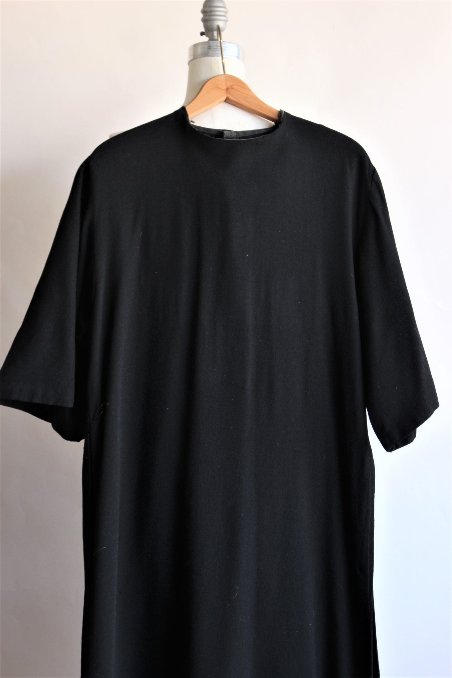 Vintage 1940s Long Black Wool Tunic, Movie Costume