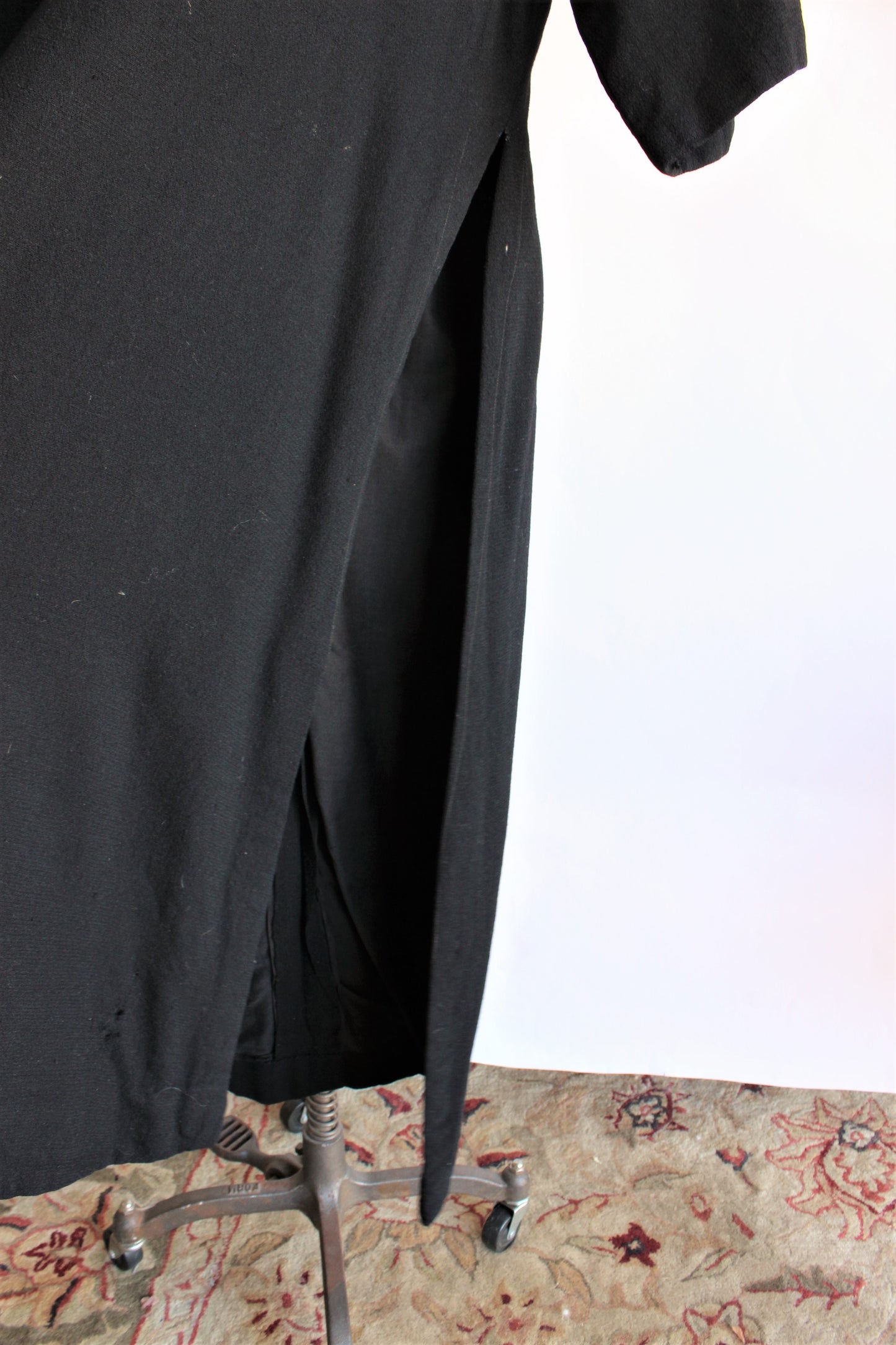 Vintage 1940s Long Black Wool Tunic, Movie Costume