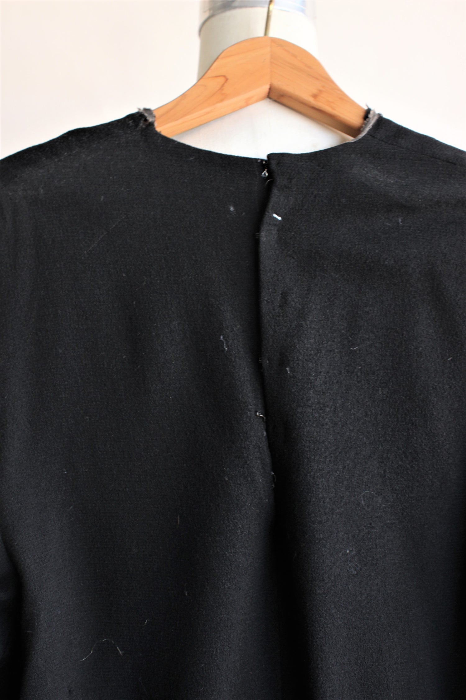 Vintage 1940s Long Black Wool Tunic, Movie Costume