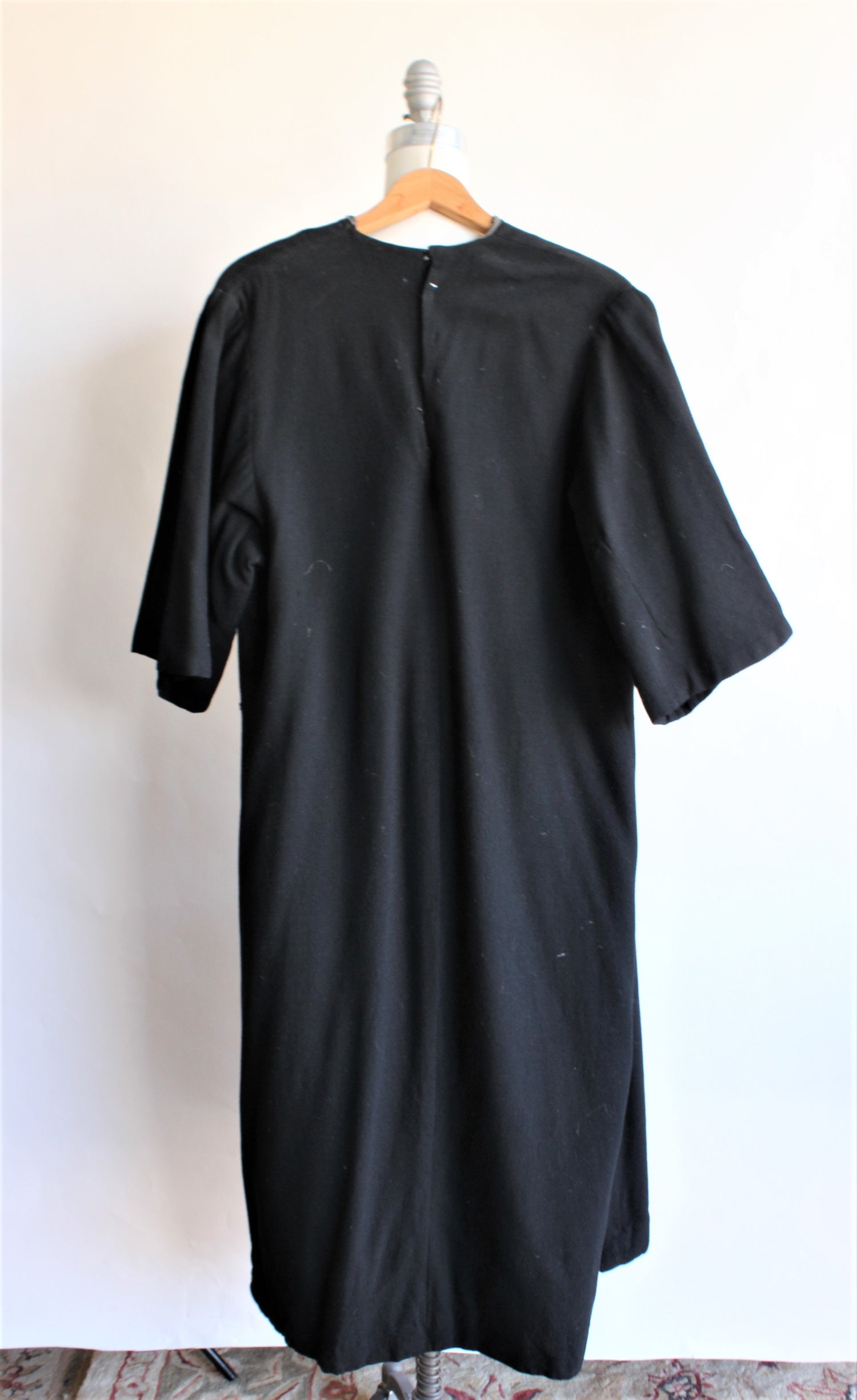 Vintage 1940s Long Black Wool Tunic, Movie Costume