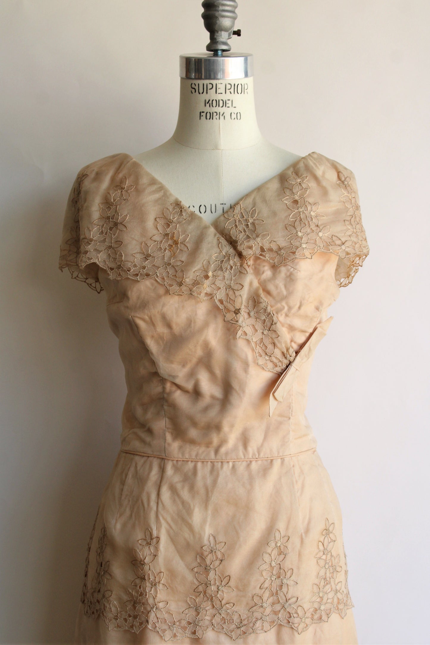 Vintage 1960s Jean of California Tan Organza Dress