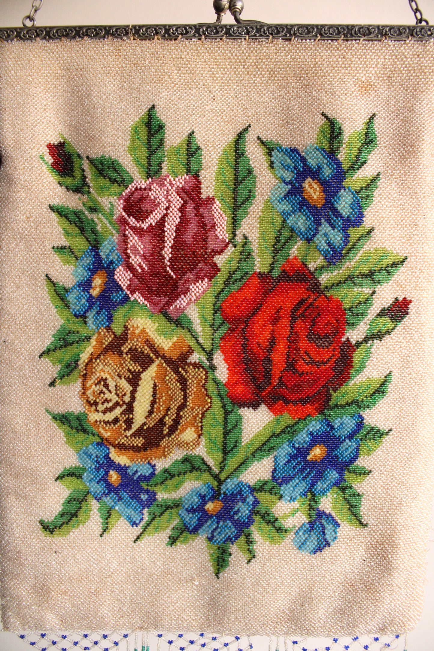 Antique 1910s Rose Microbeaded Bag – Toadstool Farm Vintage