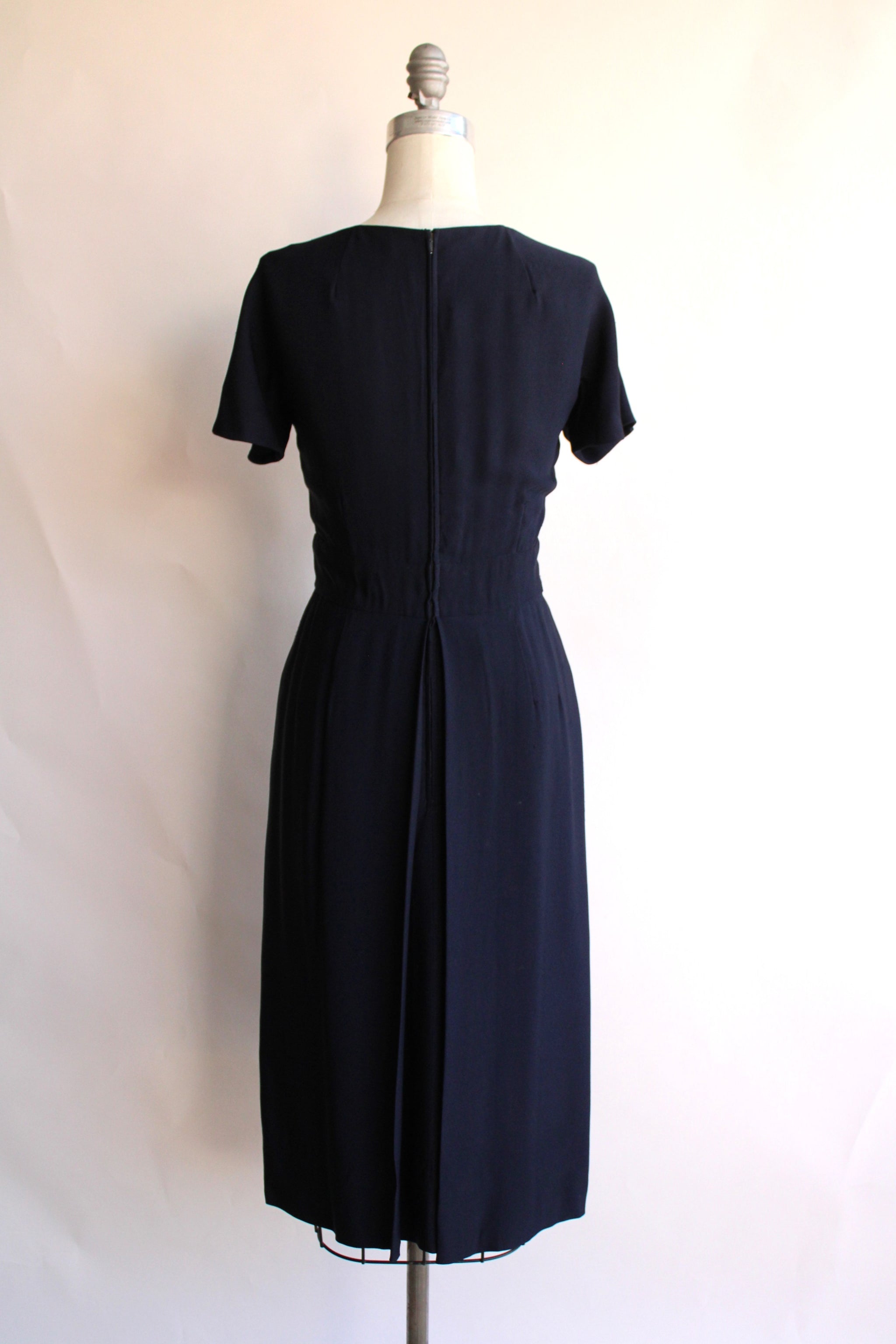 Vintage 1950s Navy Blue Cocktail Dress with Rhinestones – Toadstool ...