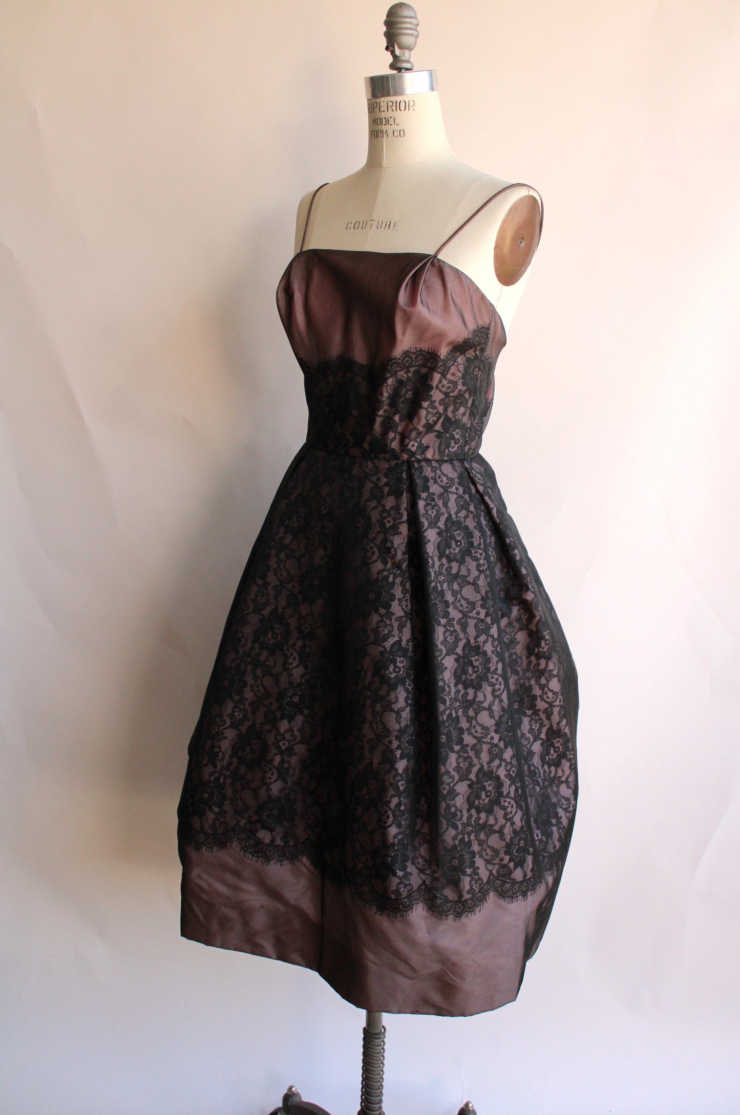 Vintage 1950s I Magnin Black Lace Dress With Pink Lining – Toadstool ...